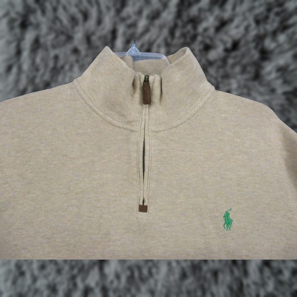 Polo Ralph Lauren Polo Ralph Lauren Sweater Mens XL Half Zip Pullover Green Pony Classic Beige Mock Neck Knit Solid 1/4 Zip cotton Golf Casual Vintage No Girls? Size US XL / EU 56 / 4 - 1 Thumbnail