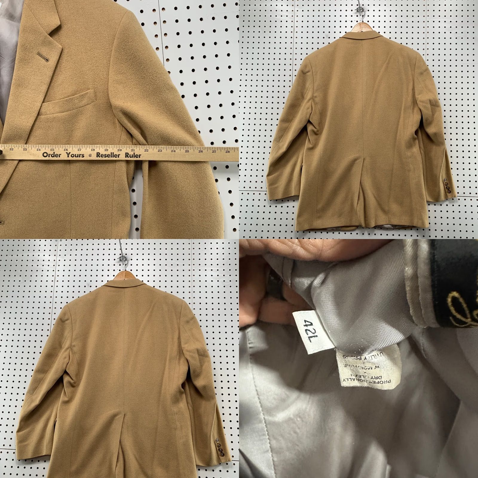 Hart Schaffner Marx Hart Schaffner Marx Camel Hair Blazer 42L Tan Sport Coat USA Made Mens Jacket Size 42R - 9 Thumbnail
