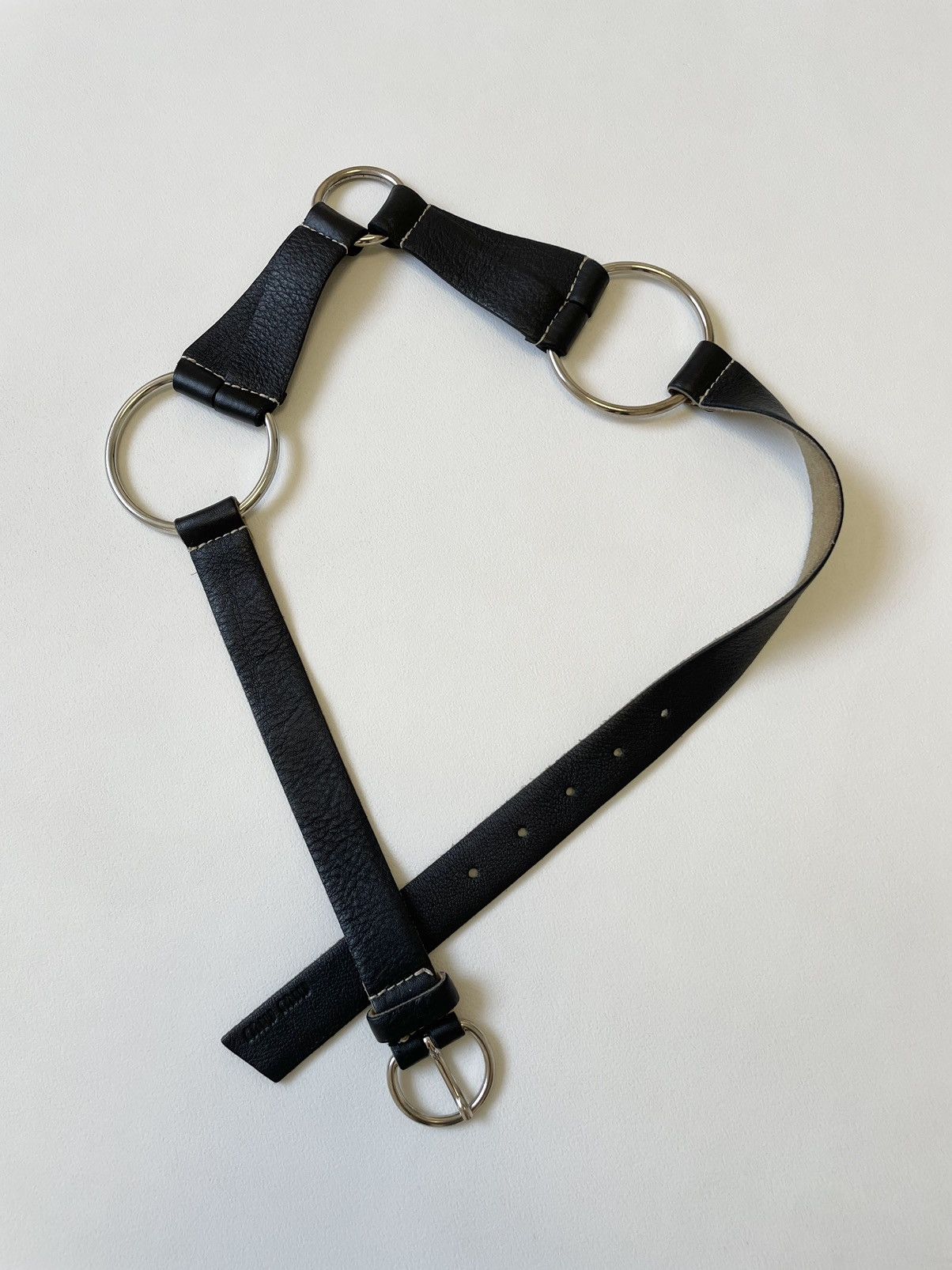 Miu Miu Mid 2000s Black Leather Bondage Belt Size 32 - 2 Thumbnail