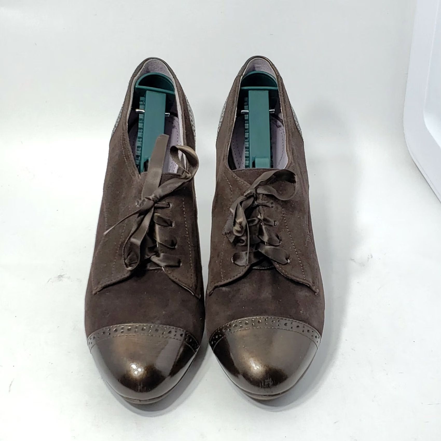 Johnston & Murphy Johnston & Murphy brown lace-up pumps heels Suede Cap Toe Booties Size 8.5M Size ONE SIZE - 2 Thumbnail