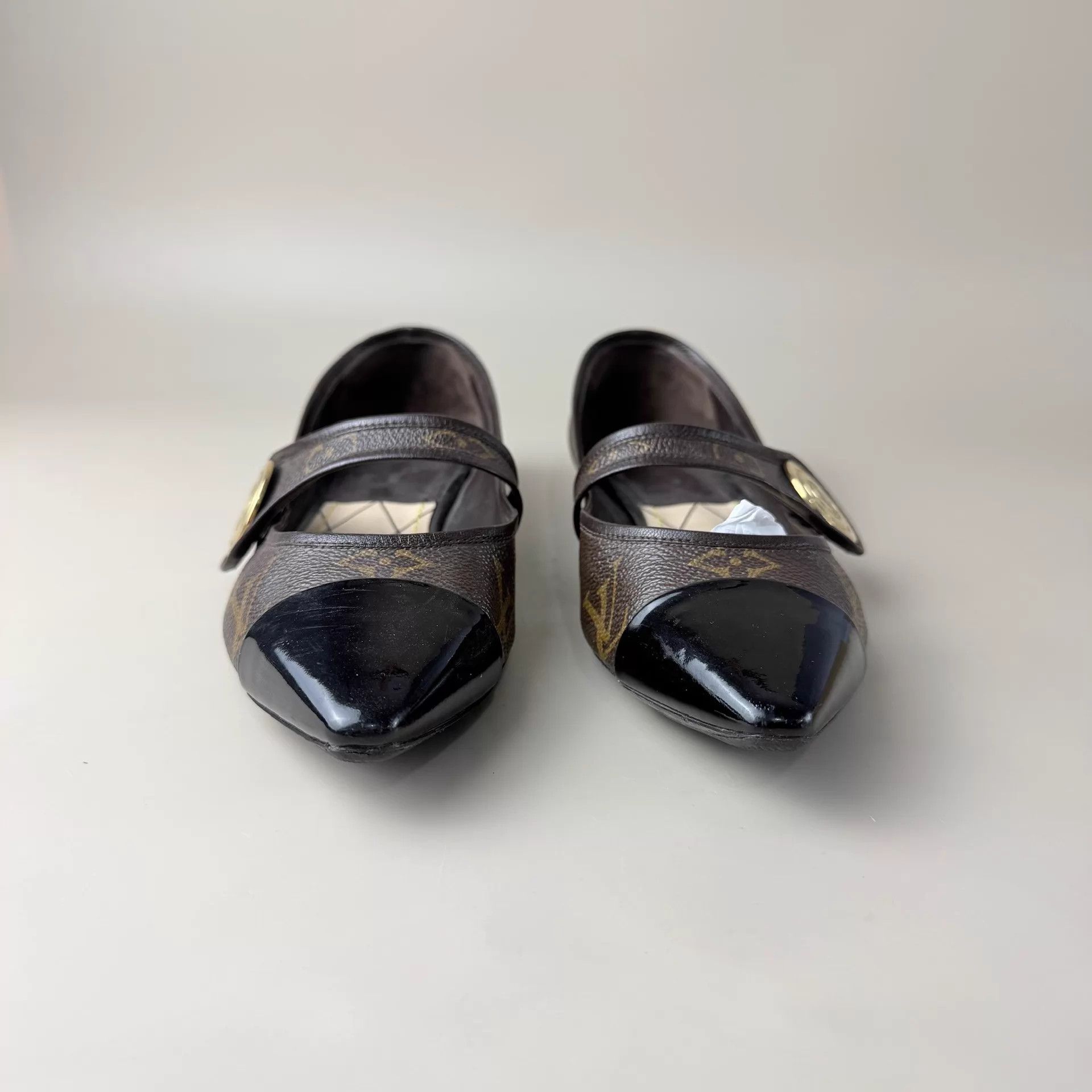 Louis Vuitton LV Monogram Gold Allover Low Heels 37 95 YLP4902 Size US 6.5 / IT 36.5 - 2 Thumbnail