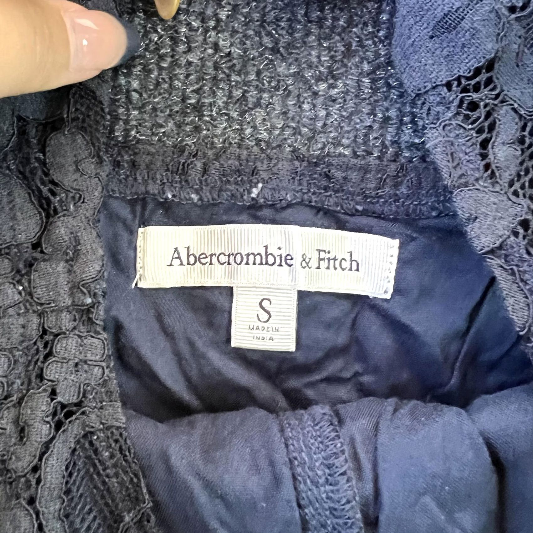 Abercrombie & Fitch Abercrombie & Fitch Dress Womens Small Navy Lace A-Line Sleeveless NWT Keyhole Size S / US 4 / IT 40 - 4 Thumbnail