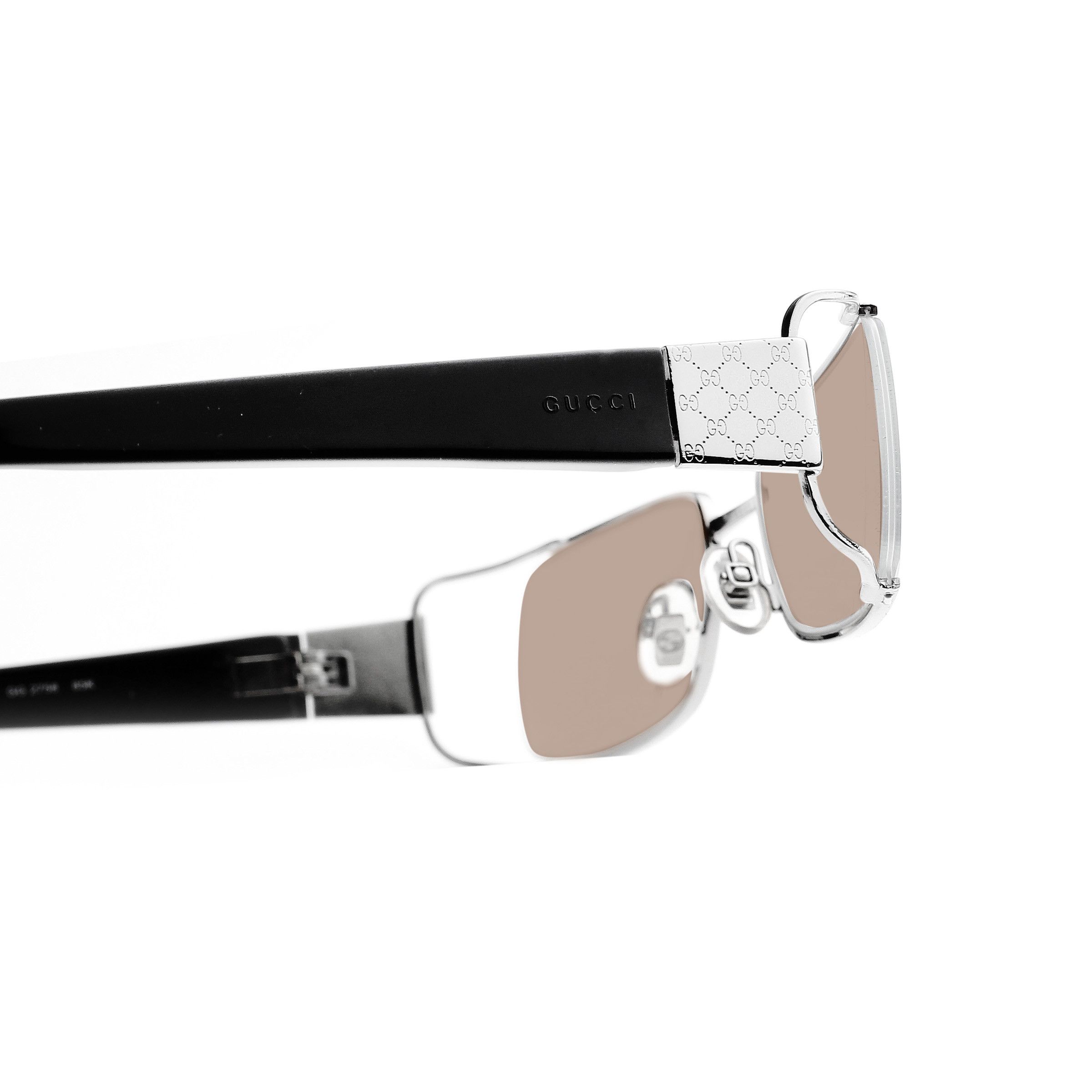 Gucci Gucci '00s Black & Silver Monogram Rectangular Sunglasses Size ONE SIZE - 1 Thumbnail