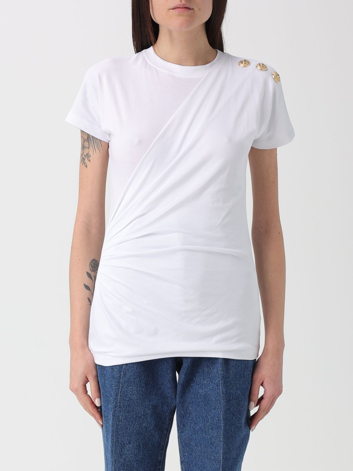 Balmain Balmain T-Shirt Woman White Size L / US 10 / IT 46 - 1 Thumbnail