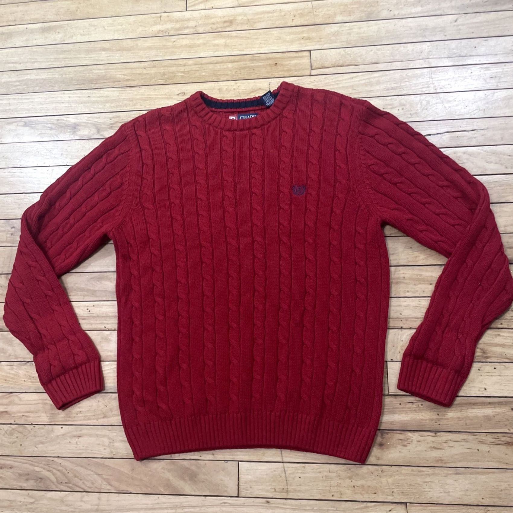 Chaps CHAPS Cable Knit Sweater Men M Red Crest logo Ribbed Stretch Vintage Y2k Classic Christmas Knit Size US M / EU 48-50 / 2 - 3 Thumbnail