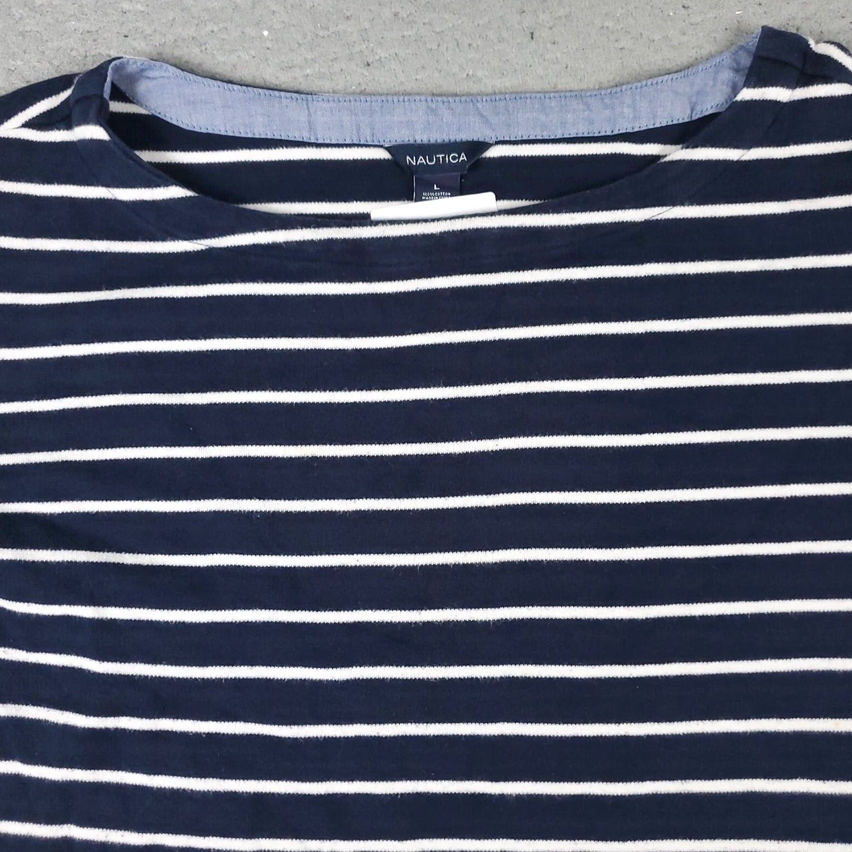 Nautica VINTAGE Nautica T-Shirt Women Large Blue White Striped Casual Long Sleeve Shirts American 90s Womens Size L / US 10 / IT 46 - 2 Thumbnail