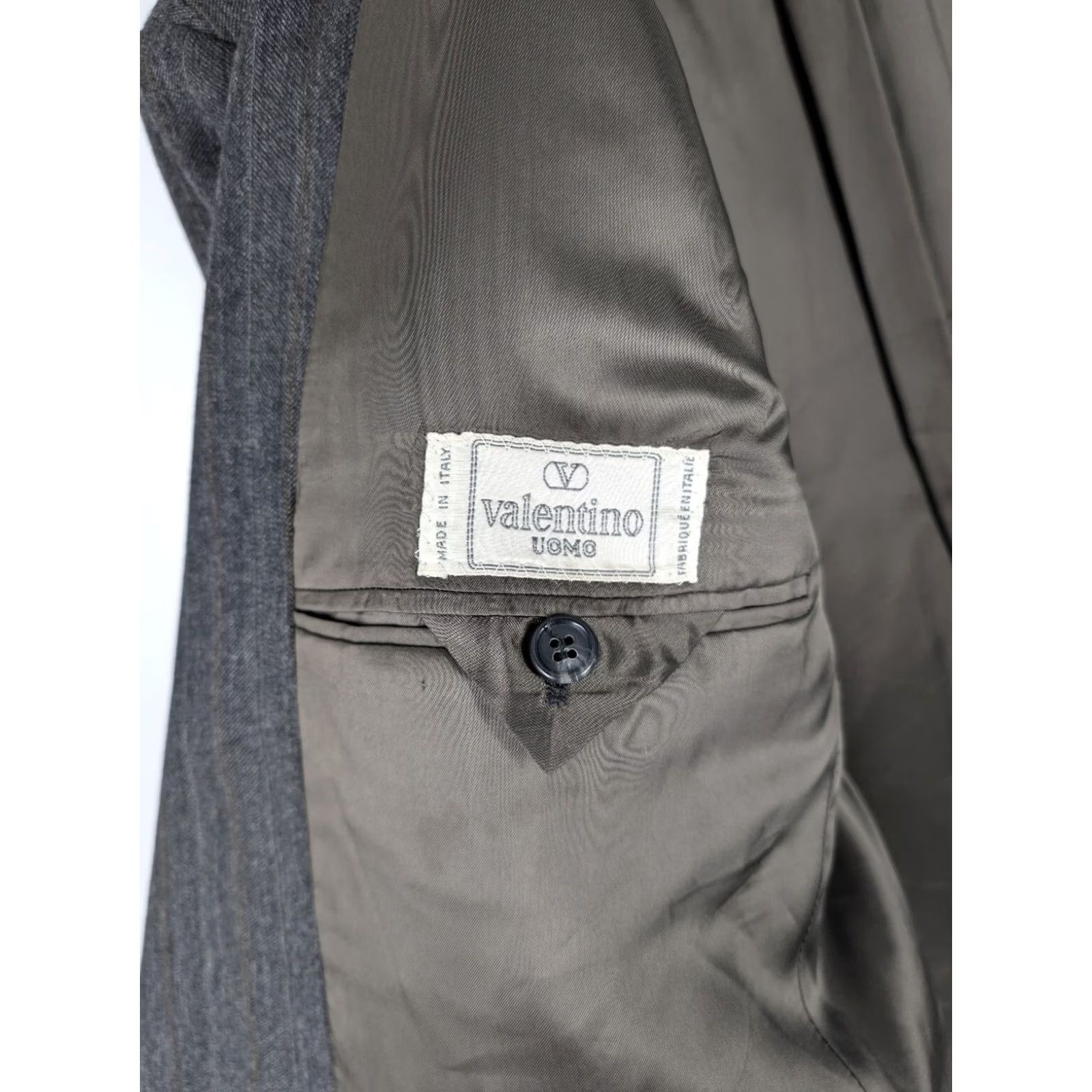 Valentino VINTAGE Valentino Blazer Gray Brown Pinstripe Wool 40" Men Sport Coat Barneys New York Italy Size 40R - 4 Thumbnail