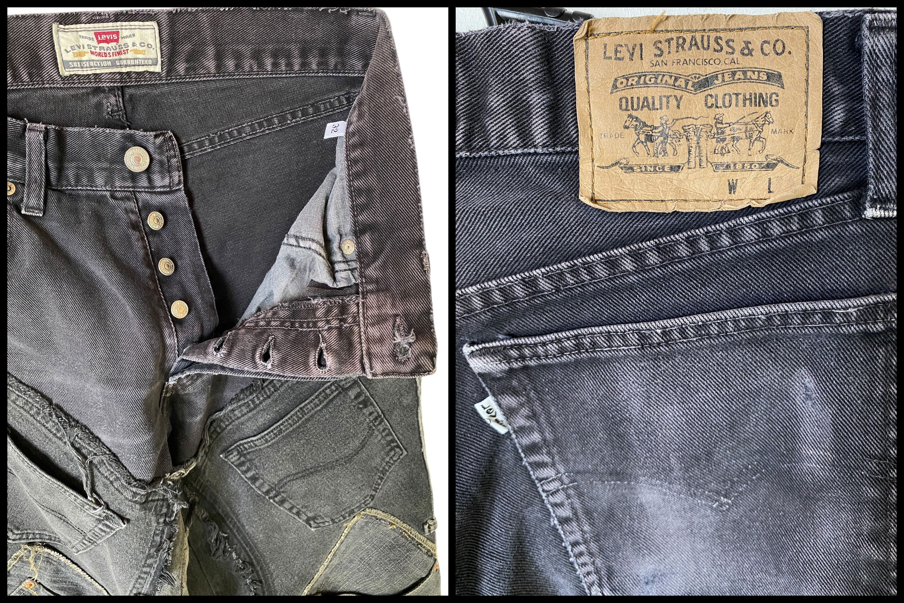Levi's 2000s Levis 1 OF 1 crazy pocket custom patchwork jeans Size US 31 - 10 Thumbnail