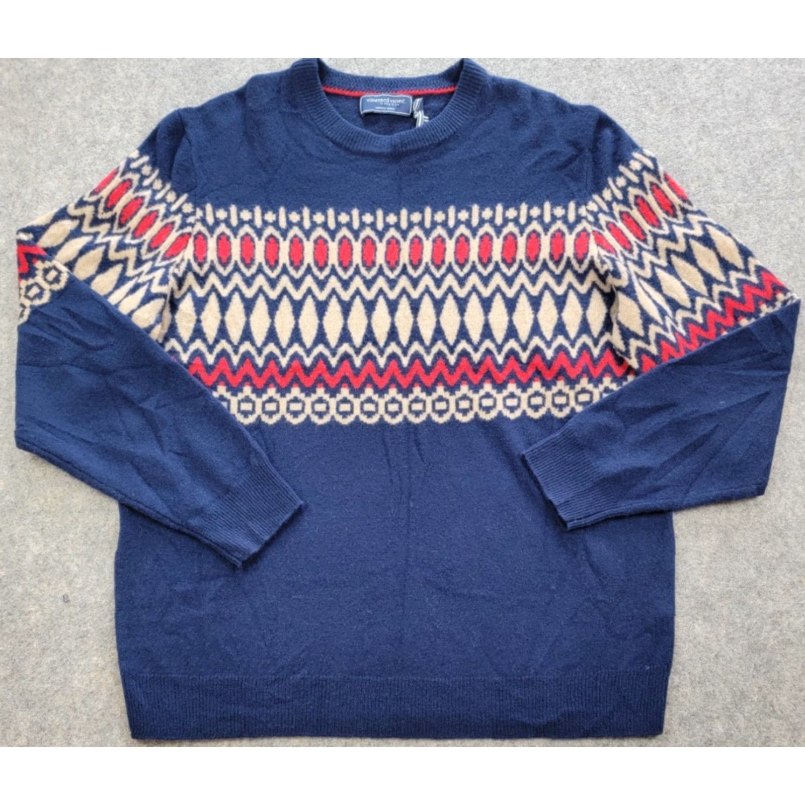 Vineyard Vines VINEYARD VINES Sweater Mens Large Blue Fair Isle Crew NWT 100% Merino Wool Knit Pullover Casual Dress Winter Fall Sports Mens Size US L / EU 52-54 / 3 - 2 Thumbnail