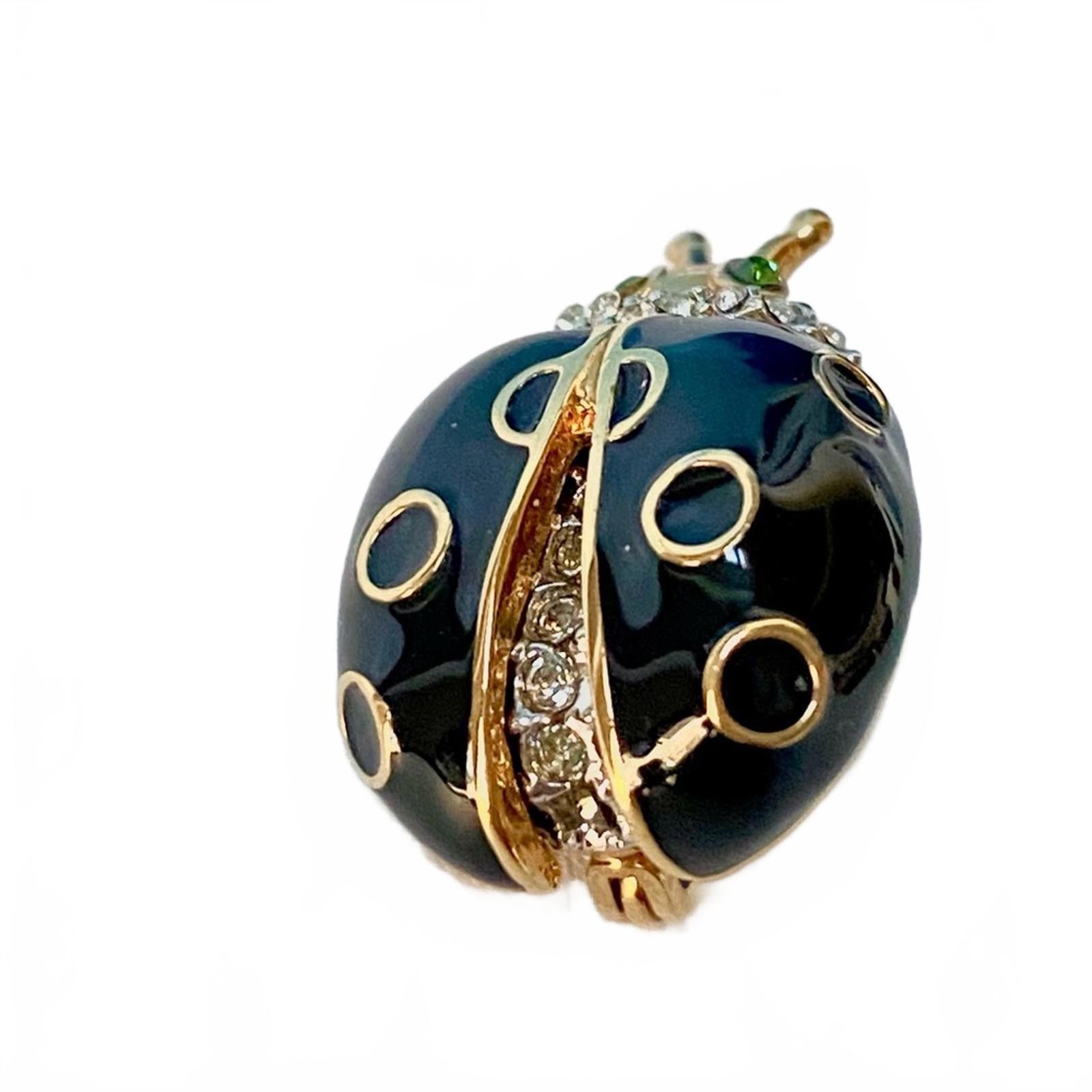 St. John Vintage St. John Gold Black Enamel Rhinestone Ladybug Brooch Size ONE SIZE - 2 Thumbnail
