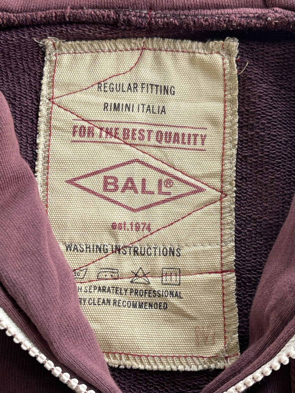 Japanese Brand BALL Sunfaded Burgundy Hooded Sweaters Size US M / EU 48-50 / 2 - 12 Thumbnail