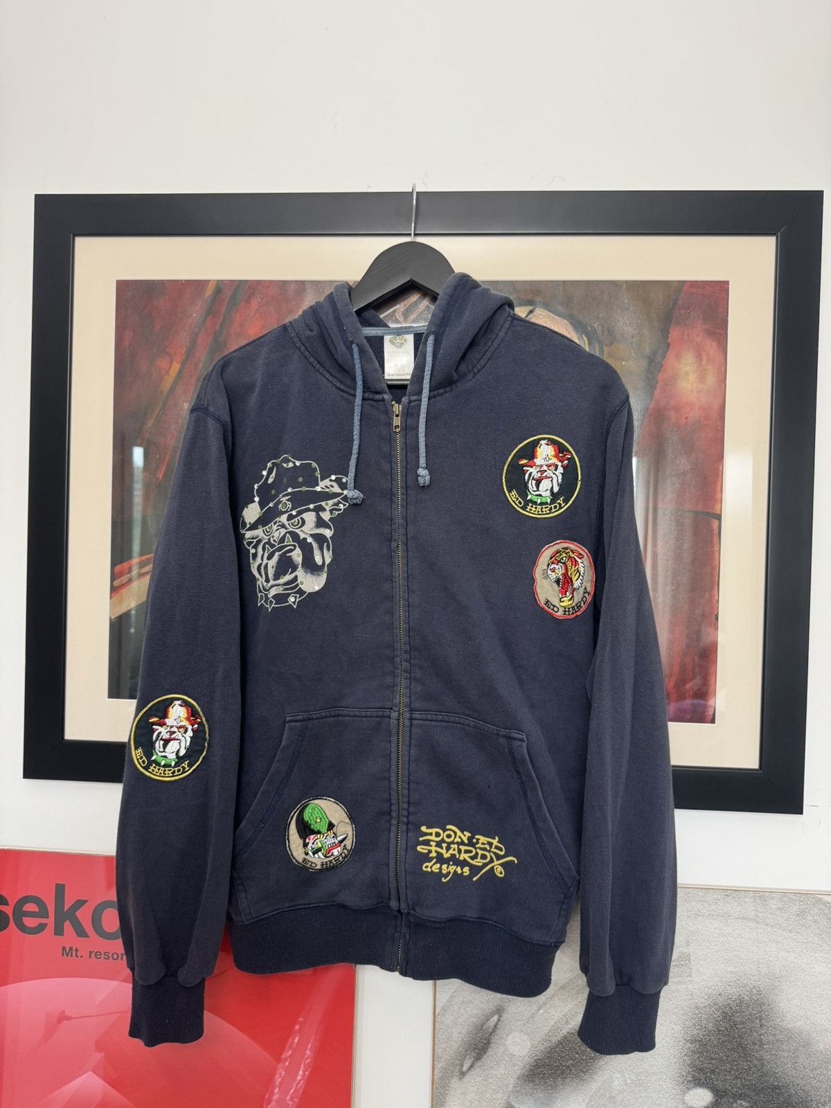 Ed Hardy Christian Audigier Rare Y2k Bulldog Zip Hoodie