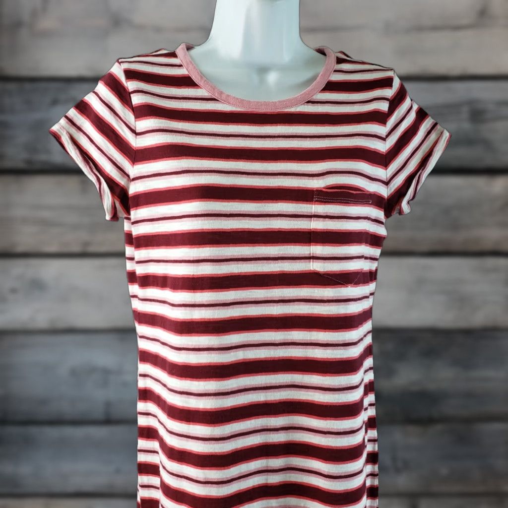 Gap Gap T-Shirt Dress Womens Small Tall Pink Maroon Striped Short Sleeve Size S / US 4 / IT 40 - 1 Thumbnail