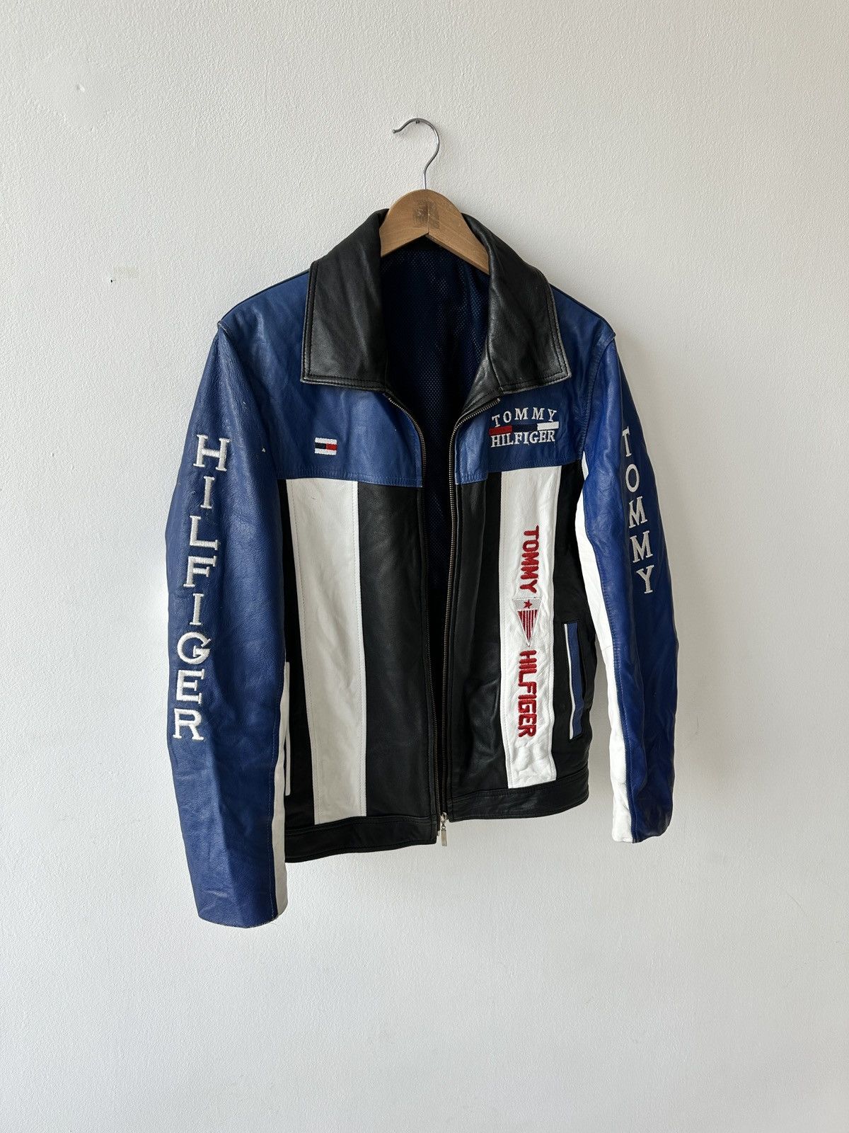 Tommy Hilfiger × Vintage Vintage Tommy Hilfiger Faded Racing Biker Jacket Size US M / EU 48-50 / 2 - 5 Thumbnail
