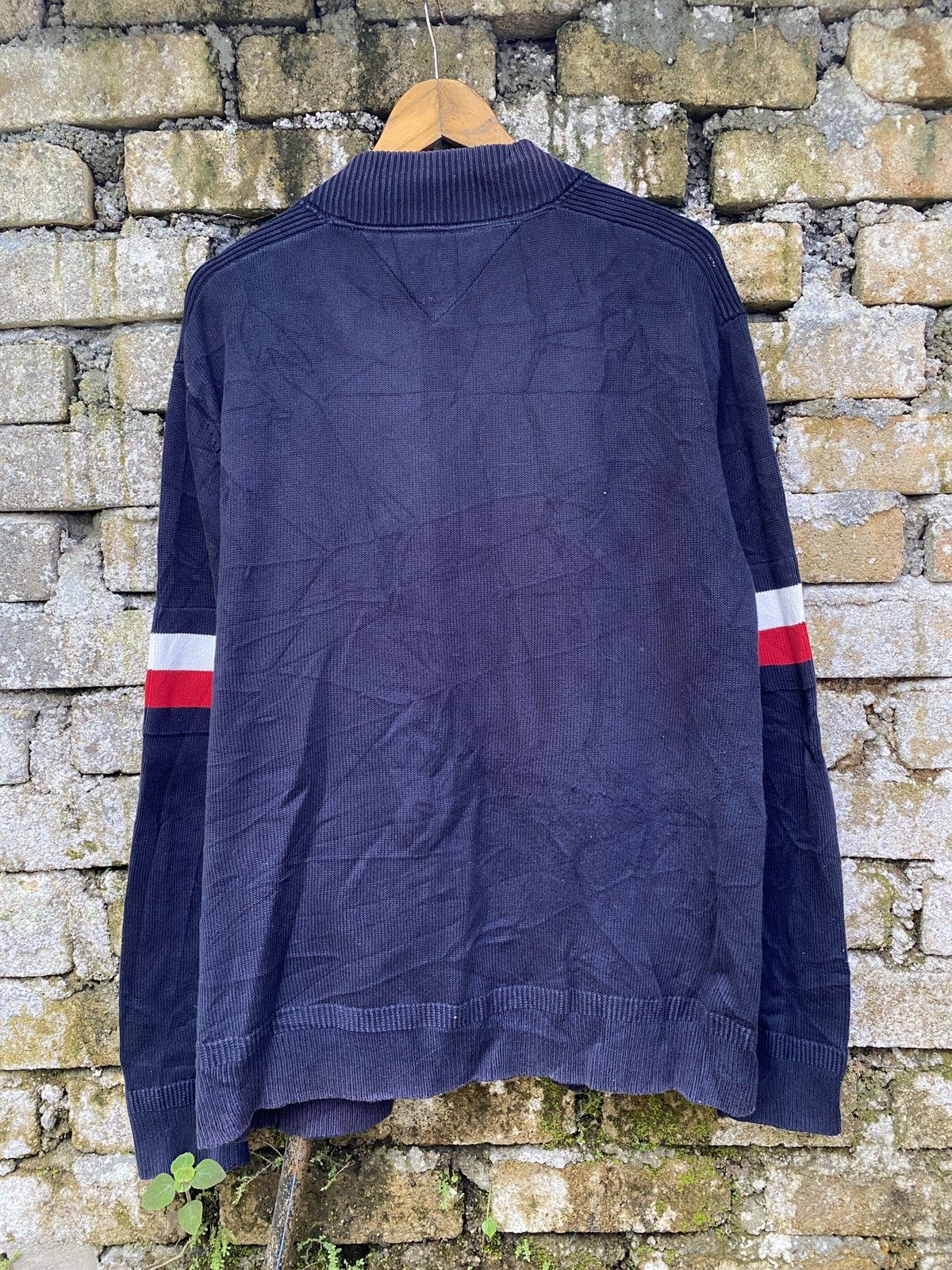 Tommy Hilfiger ✨Stripe✨ Sleeve Baseball Zip Knit Jacket Size US XL / EU 56 / 4 - 2 Thumbnail
