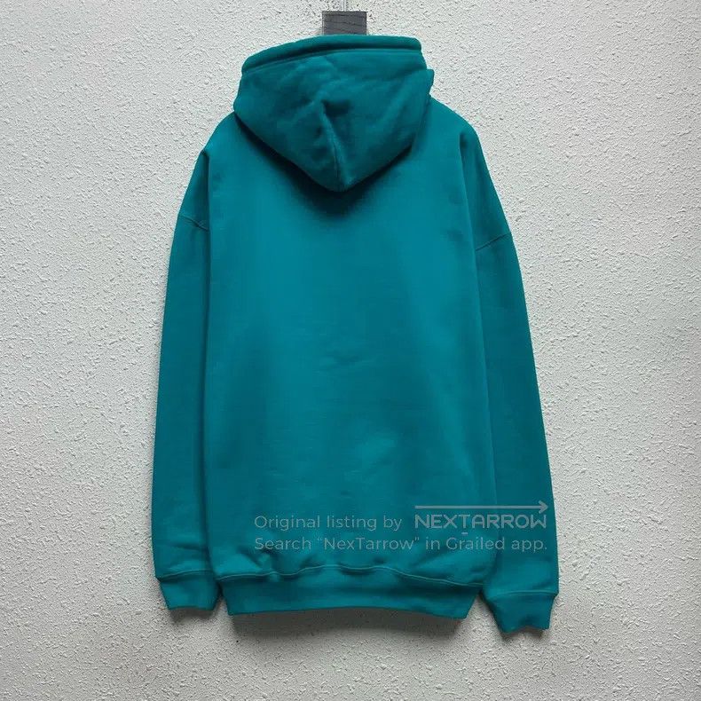 Balenciaga Balenciaga Embroidered small LOGO peacock blue hoodie Size US S / EU 44-46 / 1 - 2 Thumbnail