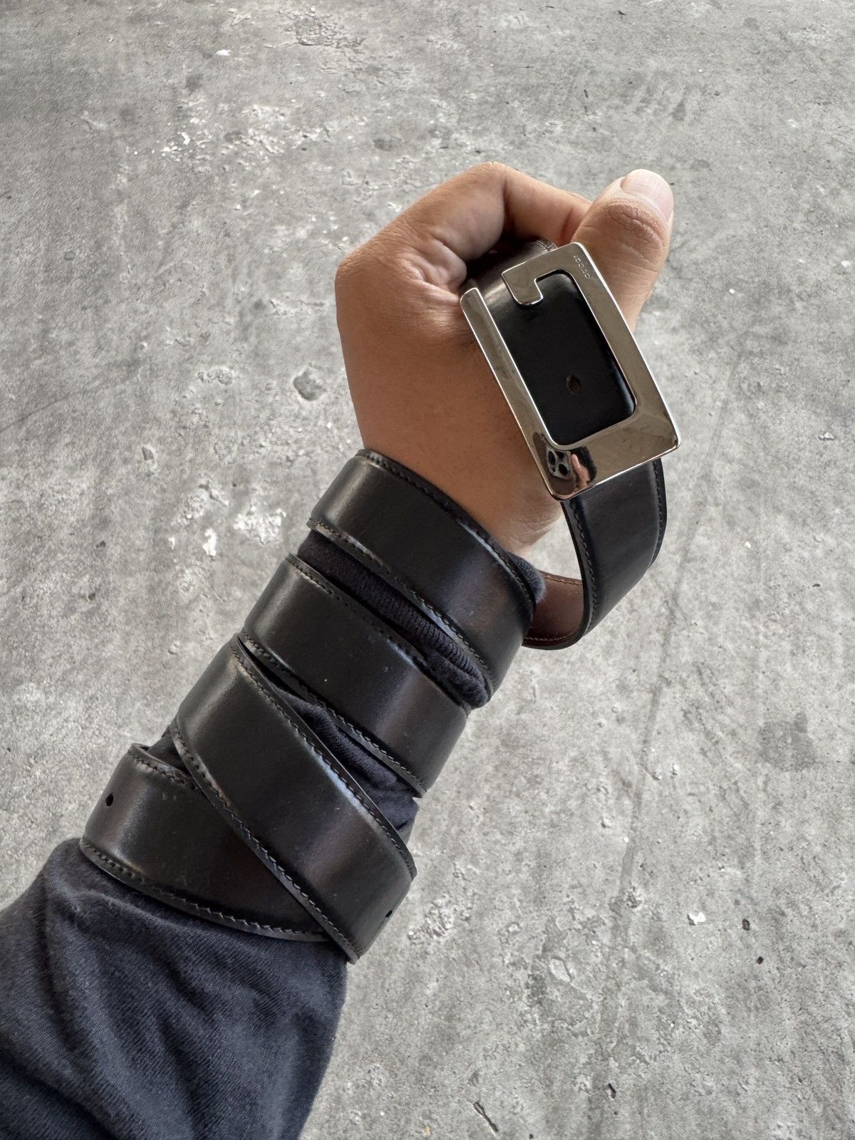 Gucci Gucci Square G Buckle Black Leather Belt Size ONE SIZE - 6 Thumbnail