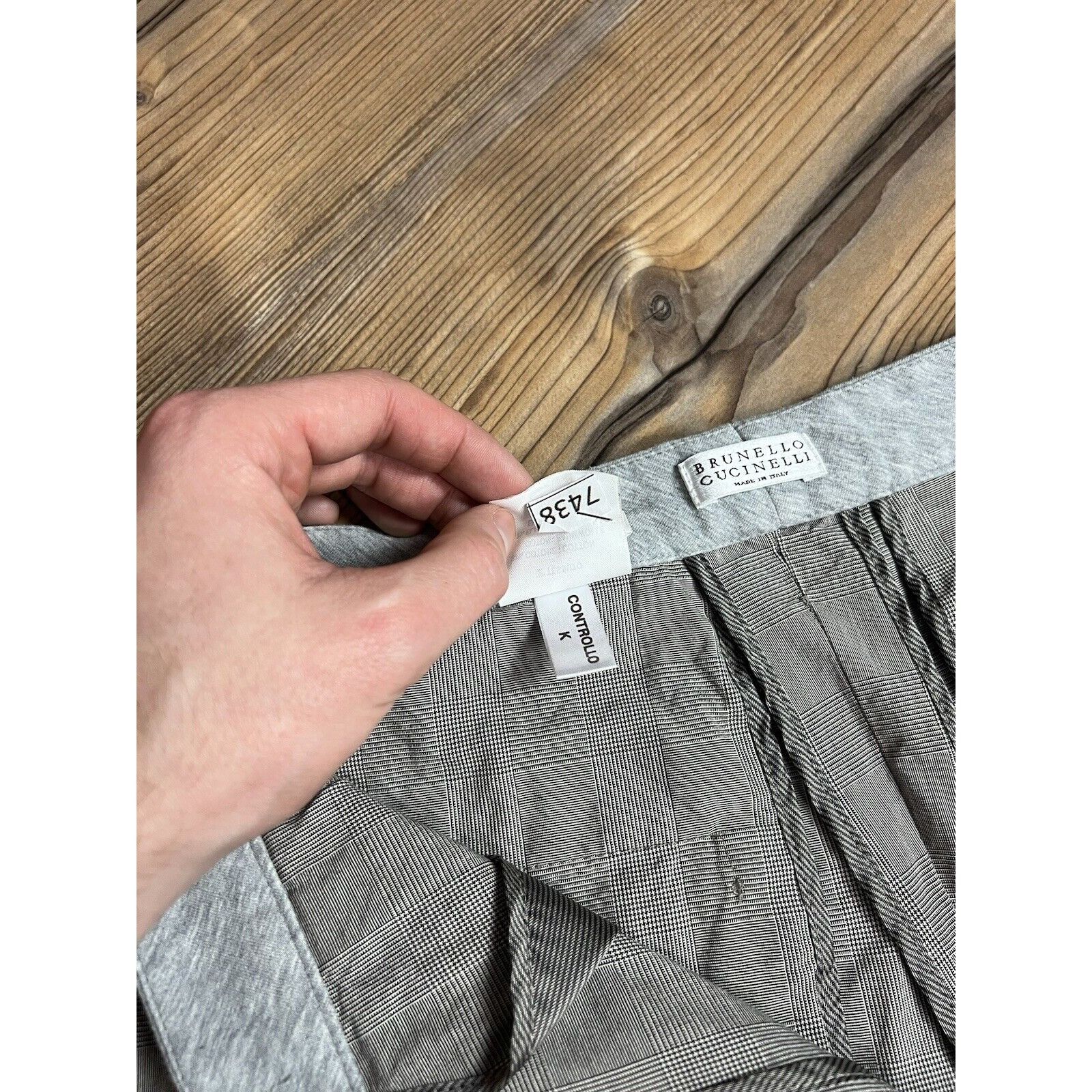 Brunello Cucinelli Brunello Cucinelli Women`s Gray Checked Straight Pants Size Size 27" / US 4 / IT 40 - 15 Thumbnail