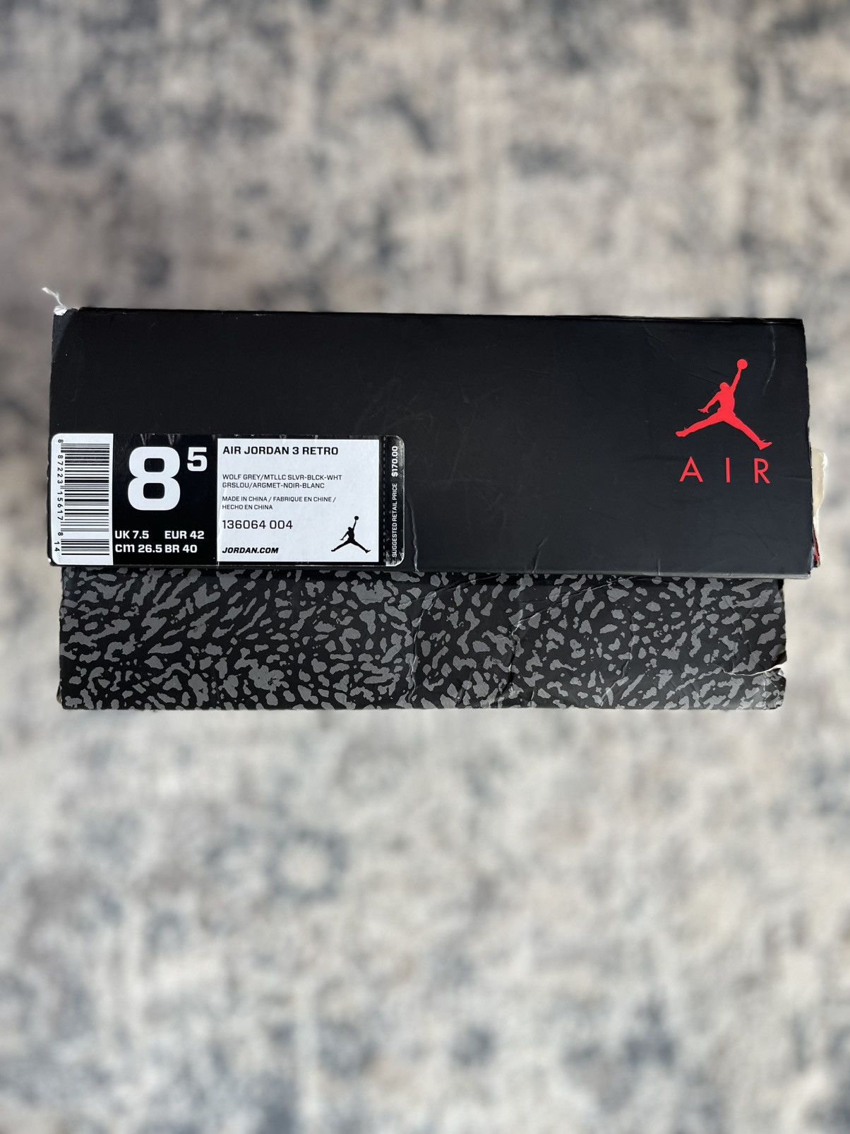 Jordan Brand Air Jordan 3 Retro Wolf Grey Size US 8.5 / EU 41-42 - 8 Thumbnail