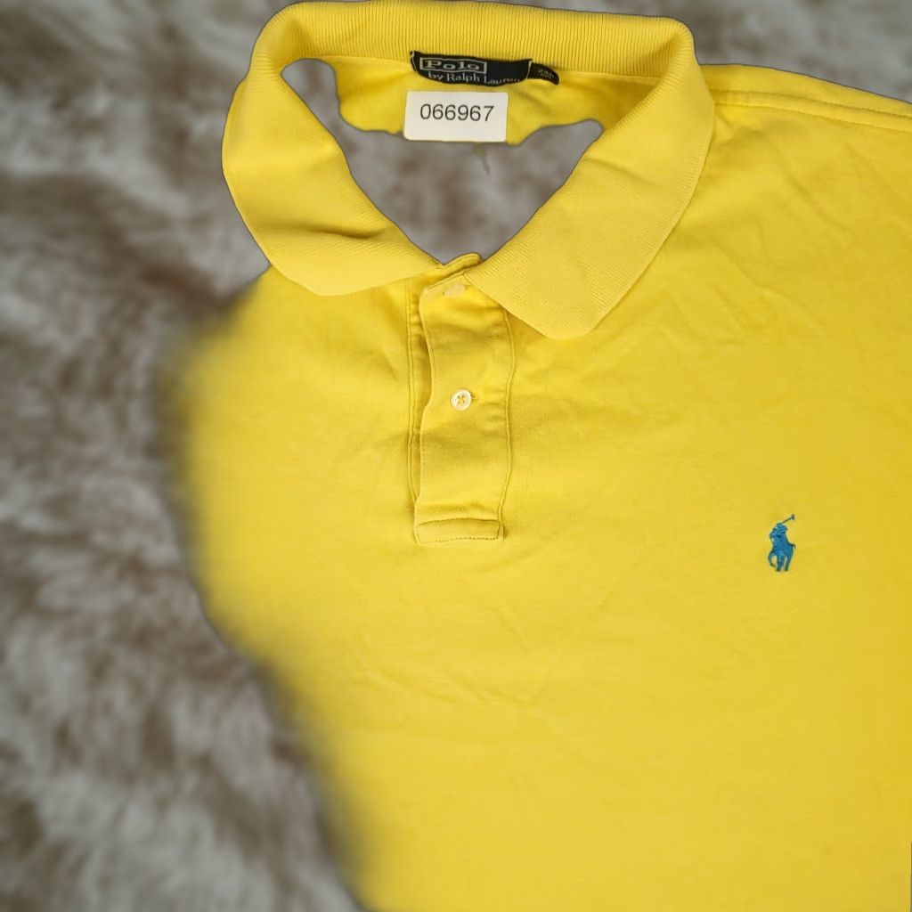 Ralph Lauren Ralph Lauren Polo Shirt Mens Big 2XB Yellow Short Sleeve Polo Shirt Golf Casual Button Logo, 100% Cotton, Machine Washable, Solid, Vintage: No Size US XXL / EU 58 / 5 - 1 Thumbnail