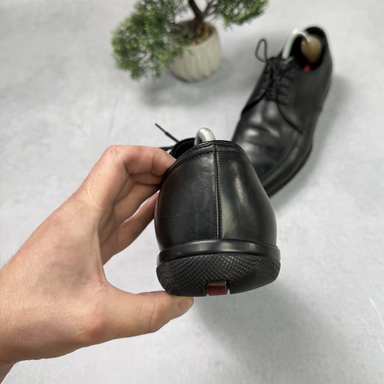 Prada Prada 1217 Black Leather Men's Shoes Casual Size 8 US 9 Size US 9 / EU 42 - 11 Thumbnail