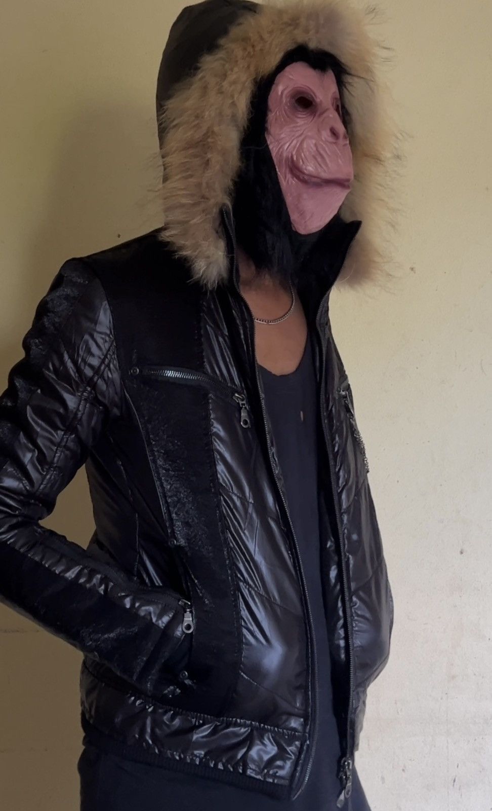 Japanese Brand Xfrm Fur Hood Chain Puffer Jacket Black Y2K Vkei Grunge Size US M / EU 48-50 / 2 - 4 Thumbnail