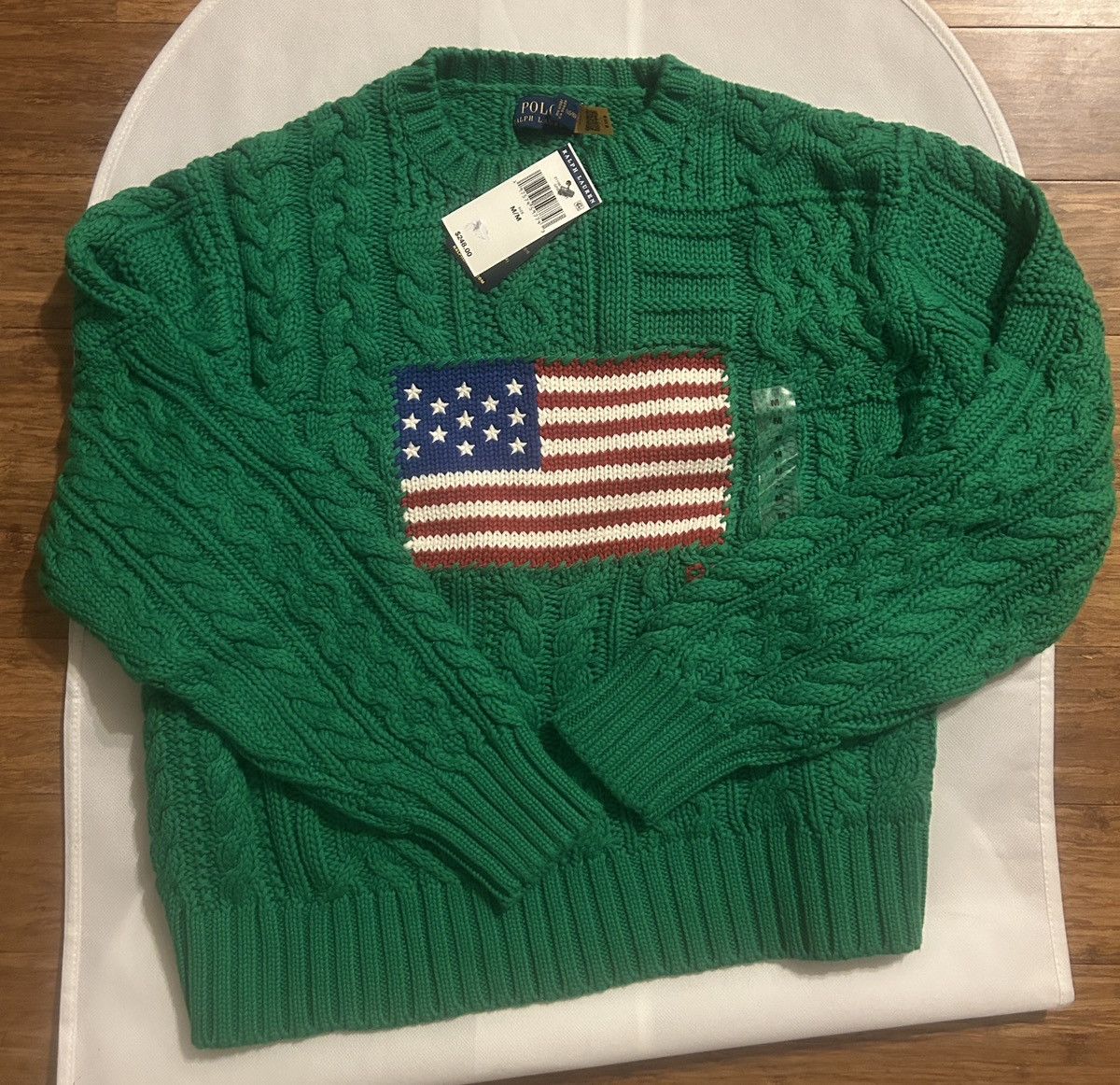 Polo Ralph Lauren Polo Ralph Lauren Aran-Knit Flag Cotton Sweater size M Size M / US 6-8 / IT 42-44 - 4 Thumbnail