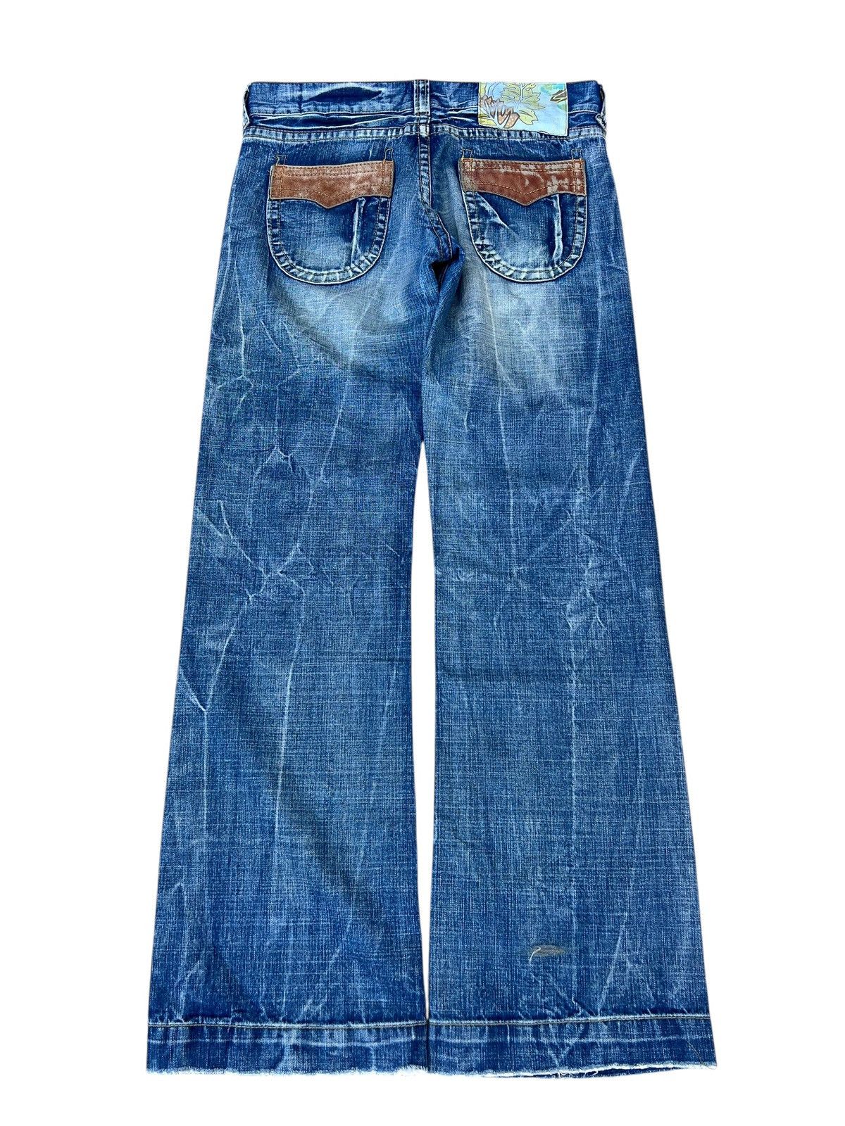 If Six Was Nine Vintage Unknown Brand Mud Denim Wide Leg Jeans Bootcut Flare Size US 31 - 12 Thumbnail