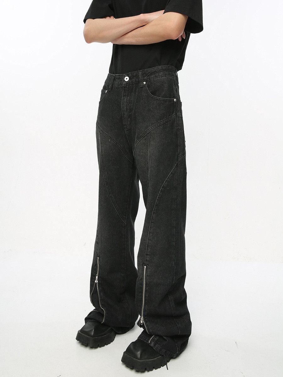 Retro loose line micro flared jeans