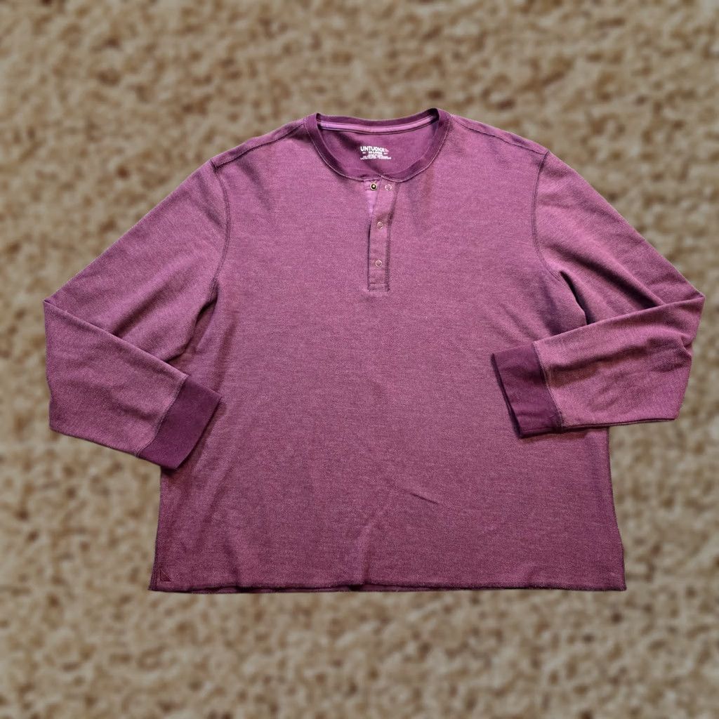 UNTUCKit UNTUCKit Shirt Men XXL Purple Henley Thermal Long Sleeve Casual Button Size US XXL / EU 58 / 5 - 1 Thumbnail