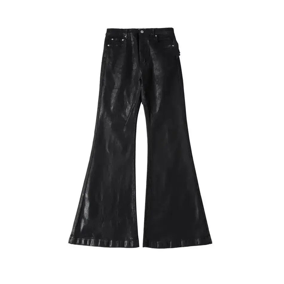 Japanese Brand Streetwear Wax Leather Stretch Hombre Baggy Flare Pants Size US 34 / EU 50 - 6 Thumbnail