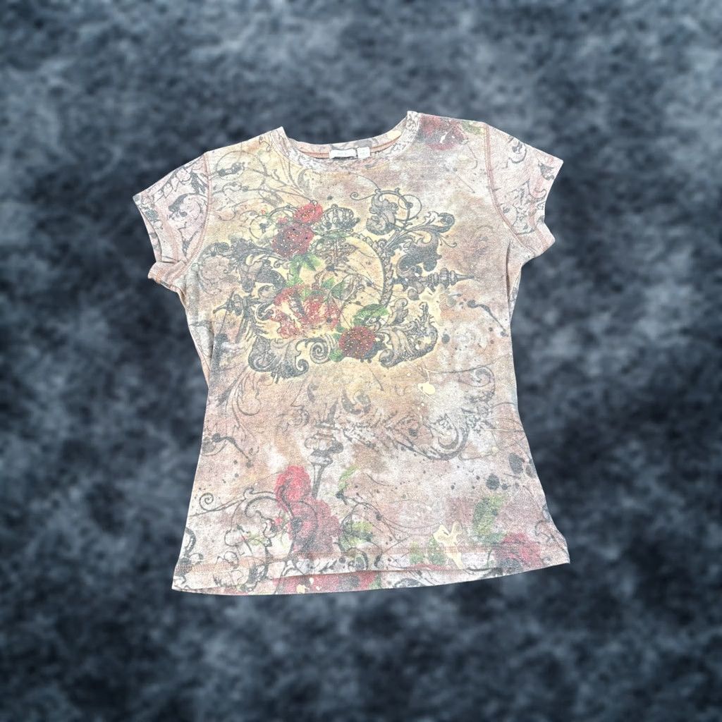 Gloverall VINTAGE Apt 9 T Shirt Womens Medium Rhinestone All Over Print Pink 90s White Crew Neck Mens? Womens Size M / US 6-8 / IT 42-44 - 1 Thumbnail