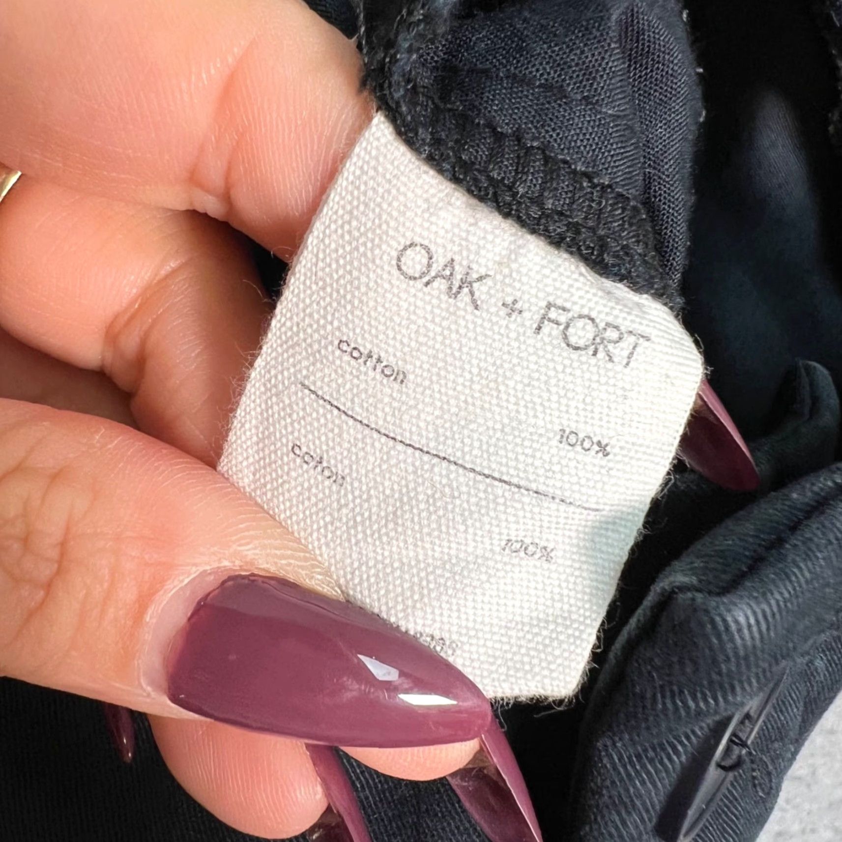 Oak + Fort Oak + Fort Womens Pants Cropped Straight Leg 100% Cotton Size 30 Black Adult Size 30" / US 8 / IT 44 - 4 Thumbnail