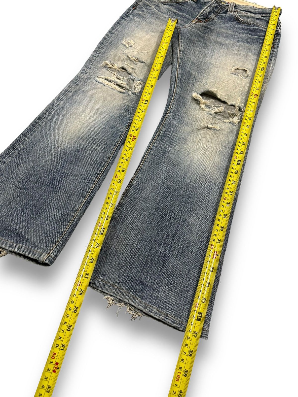 Tornado Mart Vintage Japanese Brand Mud Wash Flare Destroyed Grunge Jeans Size US 30 / EU 46 - 15 Thumbnail