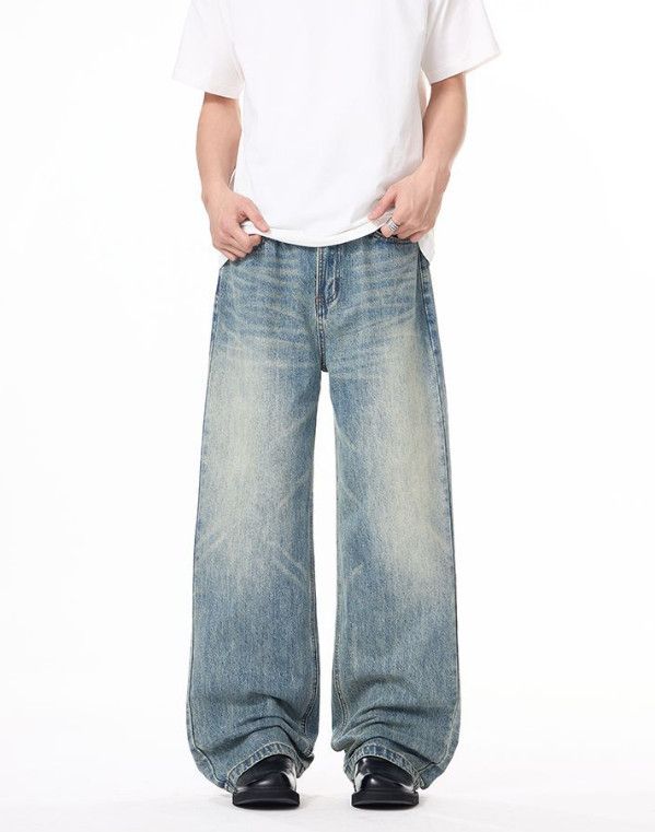 Jean Men's American retro high street whisker baggy jeans Size US 32 / EU 48 - 2 Thumbnail
