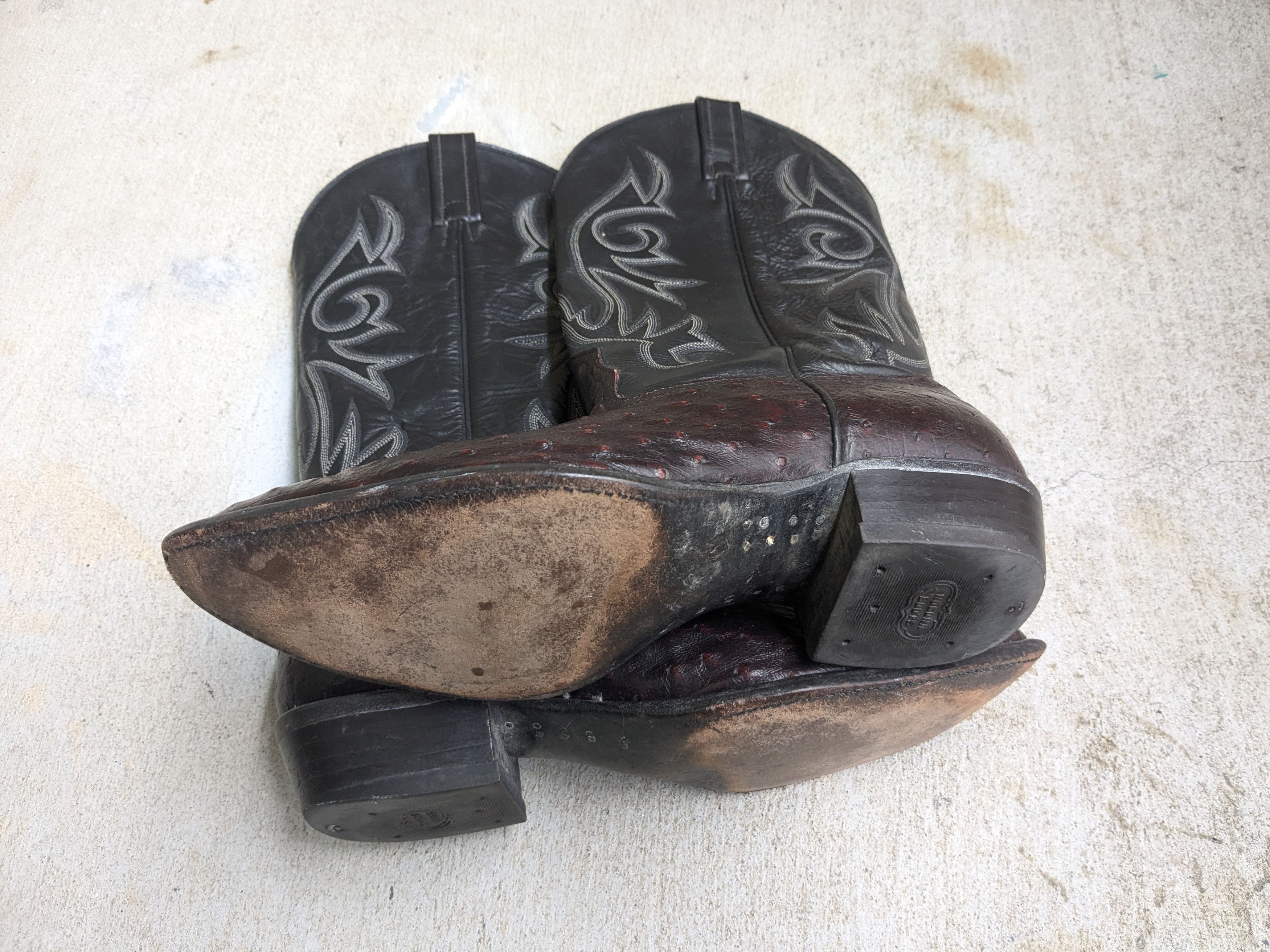 Nocona Cowboy Boots Ostrich Leather 8.5 Exotic Western