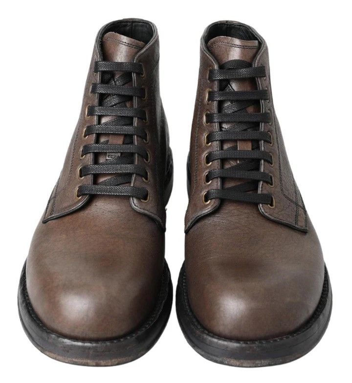 Dolce & Gabbana o1y0125 Leather Ankle Boots in Dark Brown Size US 6 / EU 39 - 3 Thumbnail