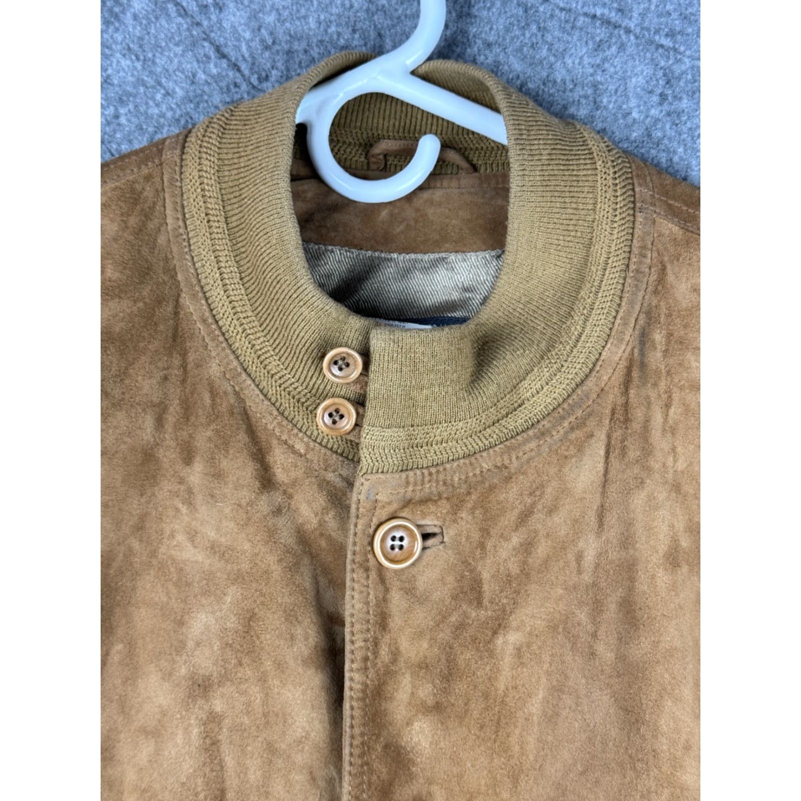 Saks Fifth Avenue Saks Fifth Avenue Leather Jacket Chore Loop Collar Button Up Men's XL Brown Goat Skin 40 Leather Jacket Size US XL / EU 56 / 4 - 4 Thumbnail