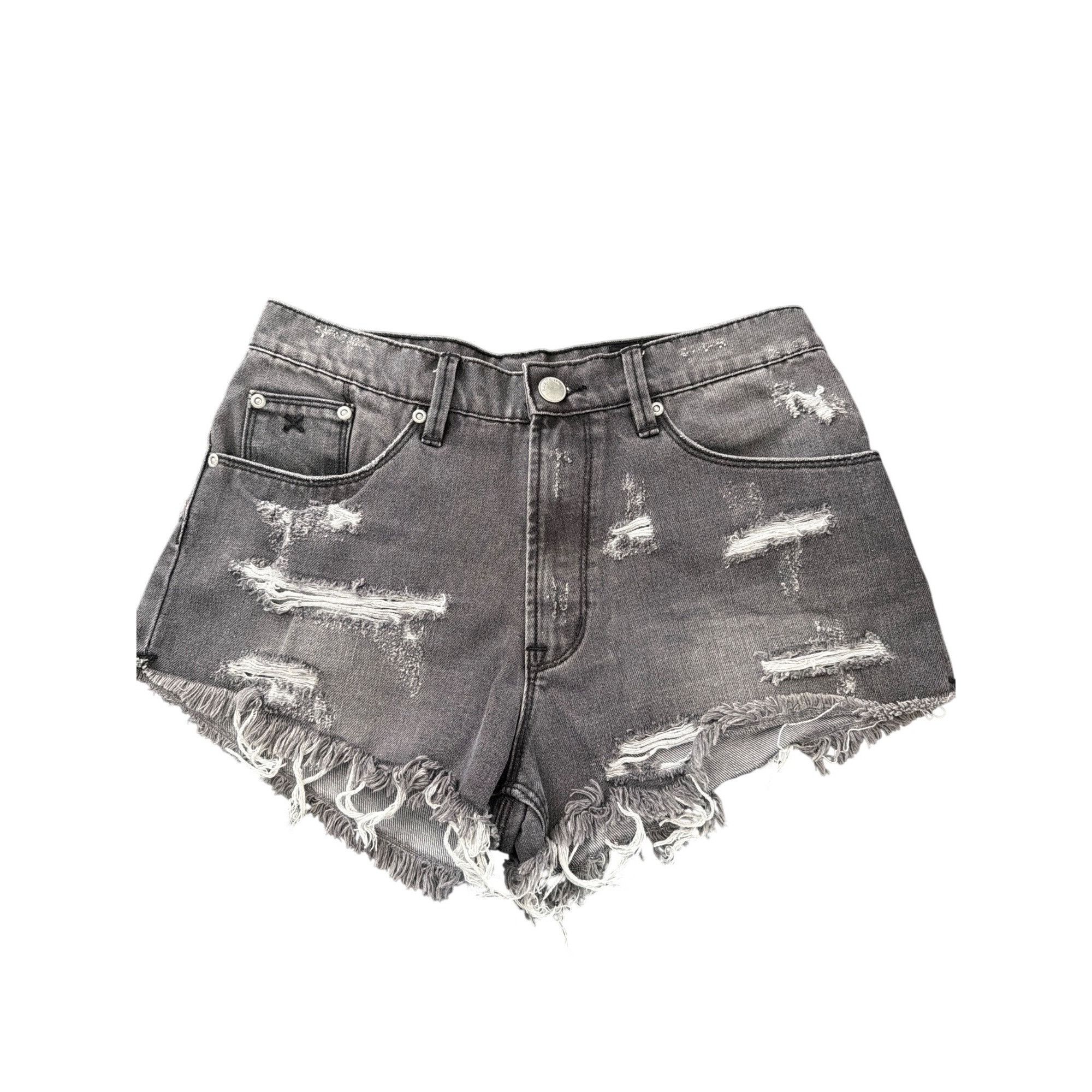 Other Res Denim Distressed High Rise Denim Bootie Shorts Raw Hem H Size 42" / US 20 - 1 Thumbnail