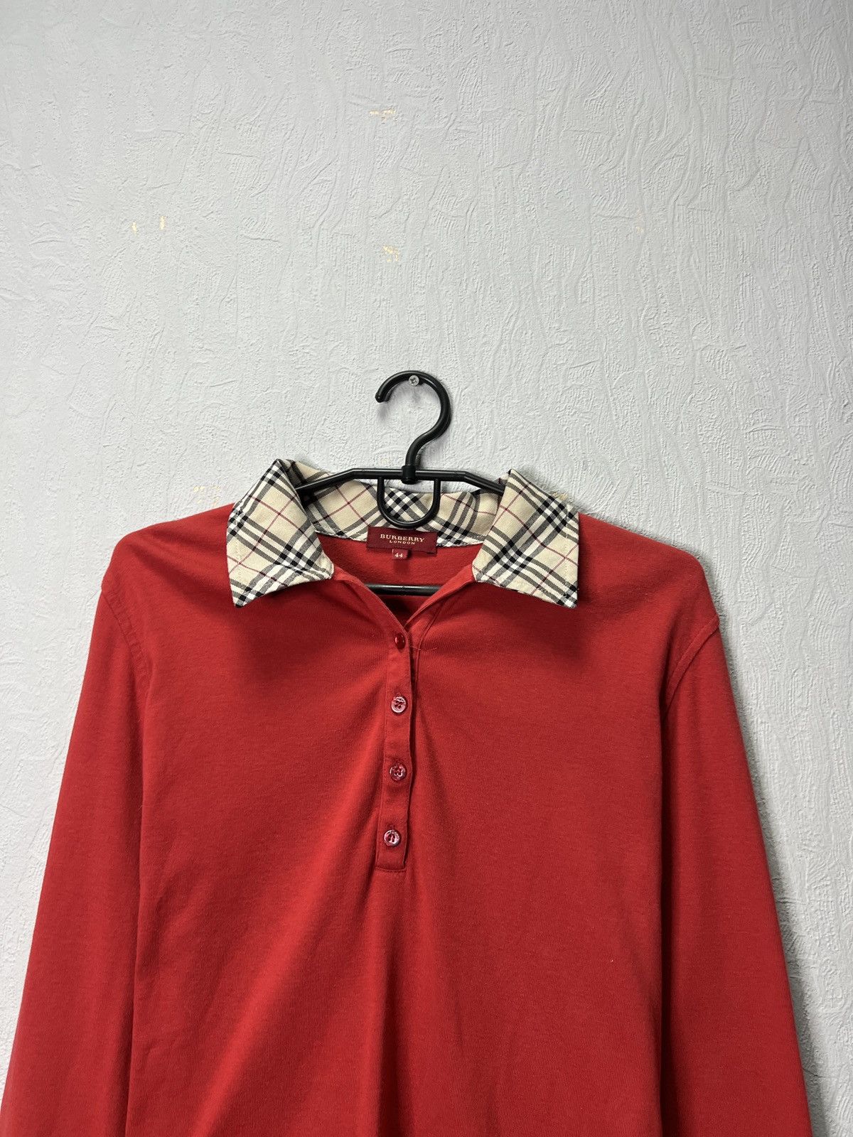 Burberry Burberry London Red Long Sleeve Polo Shirt Size M / US 6-8 / IT 42-44 - 2 Thumbnail