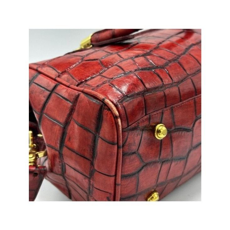 BRAHMIN Brahmin Elegant Crocodile-Embossed Red Leather Satchel Handb Size ONE SIZE - 7 Thumbnail