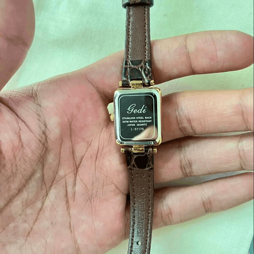 Jewelry 2000s vintage style square brown leather luxury watch Size ONE SIZE - 3 Thumbnail