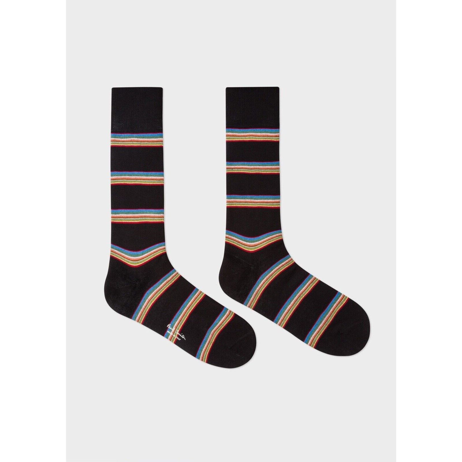 Paul Smith NWT Paul Smith Men's Block Multi Stripe socks, navy. Italy Size ONE SIZE - 1 Thumbnail
