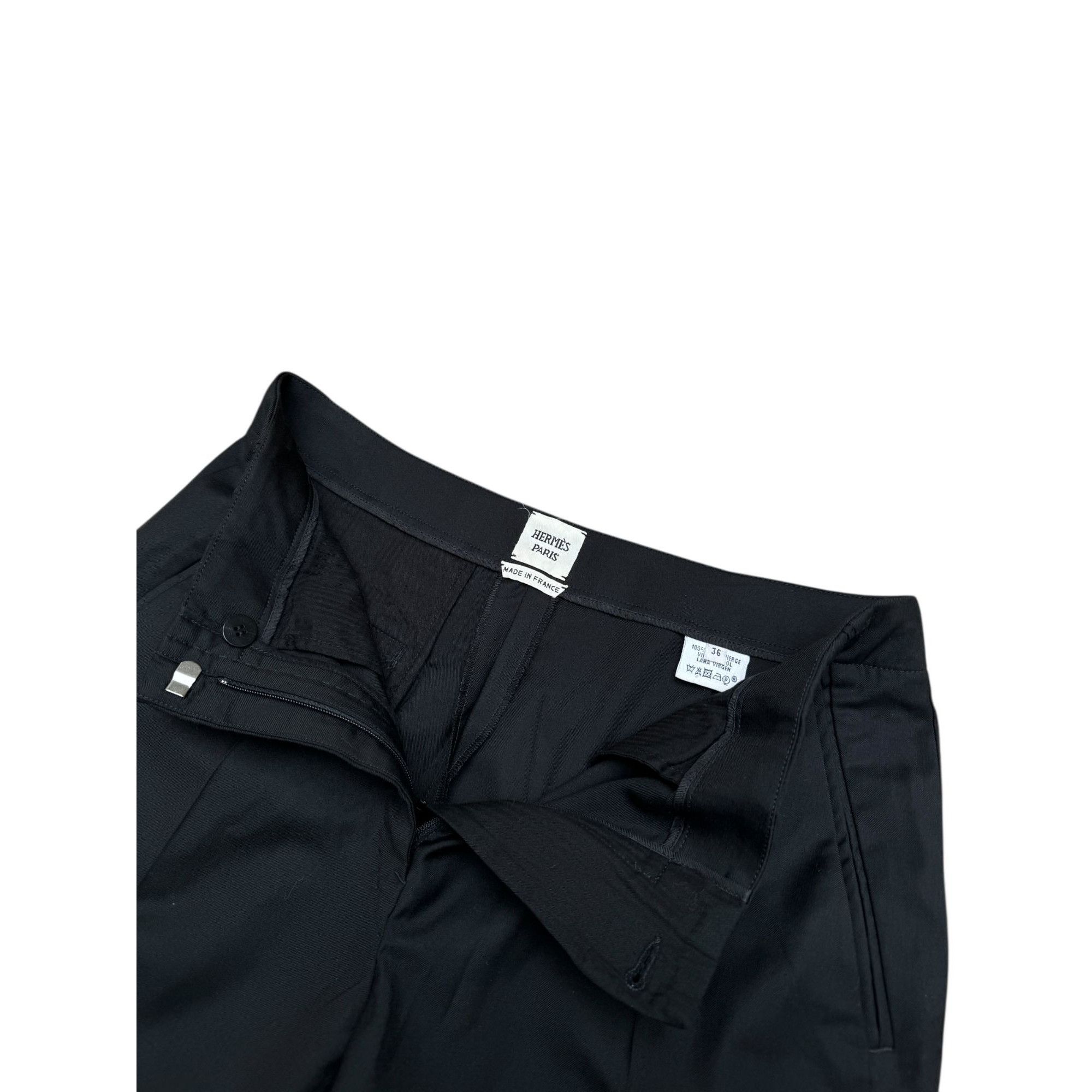Hermes Black Virgin Wool Tailored Pants Size 26" / US 2 / IT 38 - 3 Thumbnail