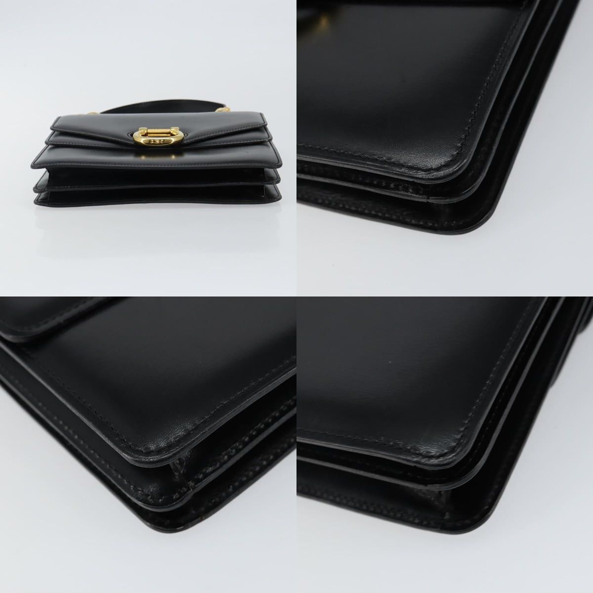 Celine CELINE Hand Bag Leather Black Gold Size ONE SIZE - 10 Thumbnail