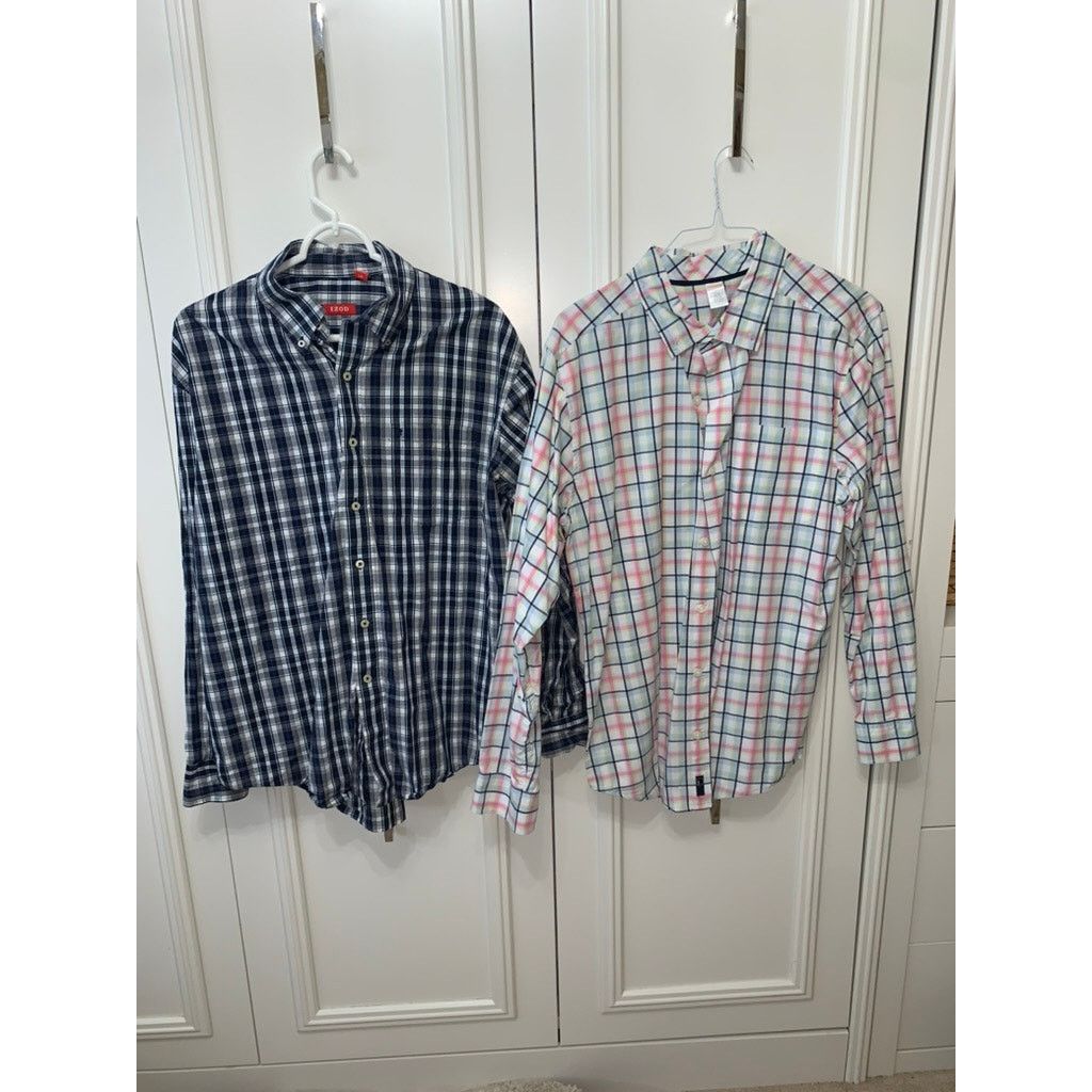 The Unbranded Brand Set of 2 Men's Large Plaid Long Sleeve Button-Up Shirt Size US L / EU 52-54 / 3 - 1 Thumbnail