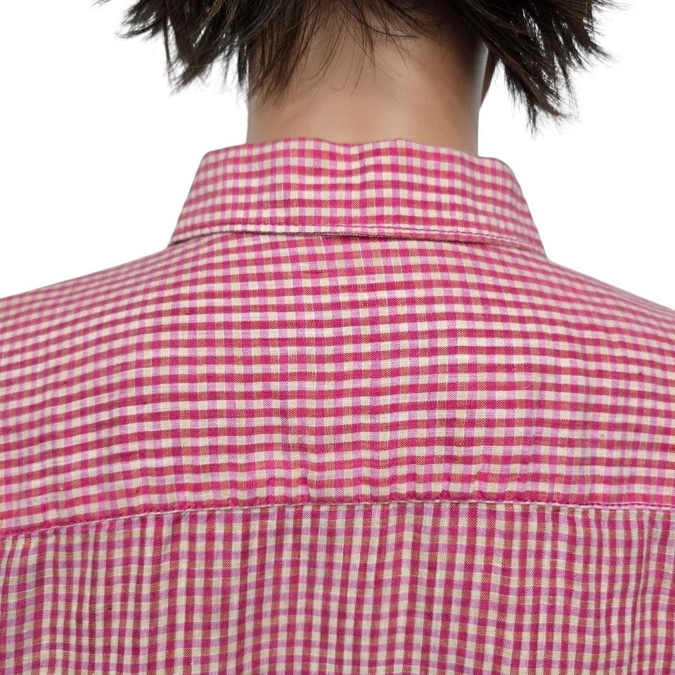 BUGATCHI BUGATCHI Uomo Linen Shirt L Gingham Check Contrast Flip Cuff Size US L / EU 52-54 / 3 - 10 Thumbnail