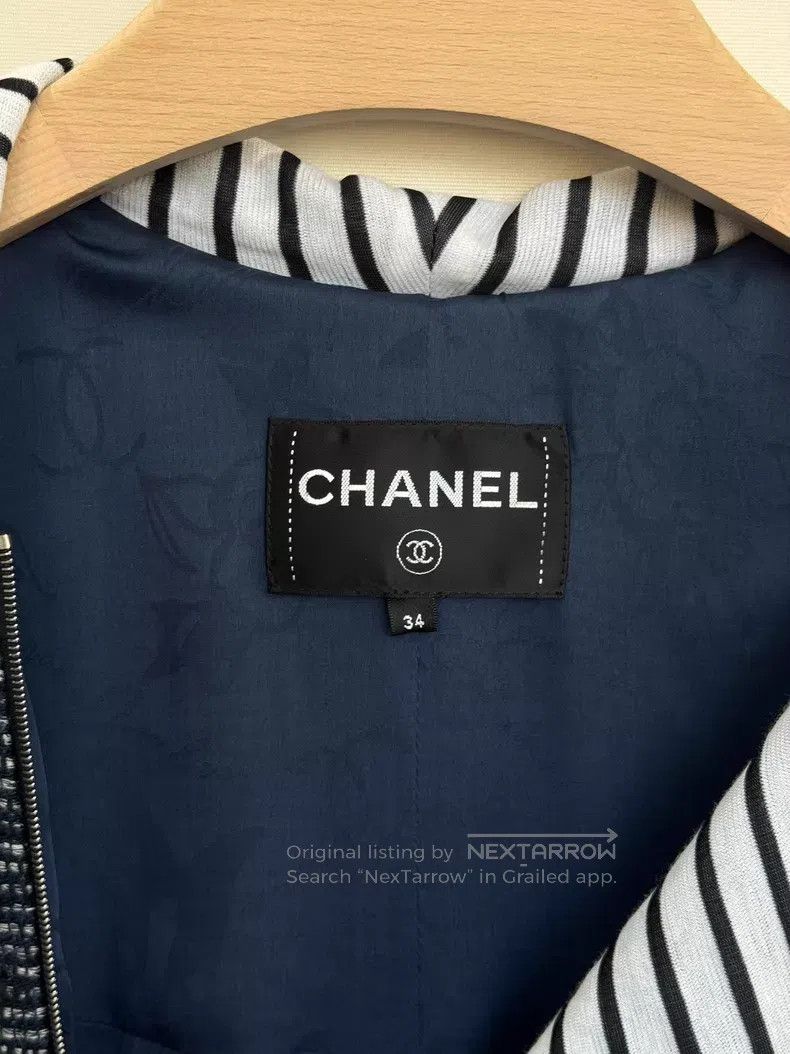 Chanel Chanel Blue navy striped lapel tweed lapel jacket Size XXS / US 00 / IT 34 - 3 Thumbnail