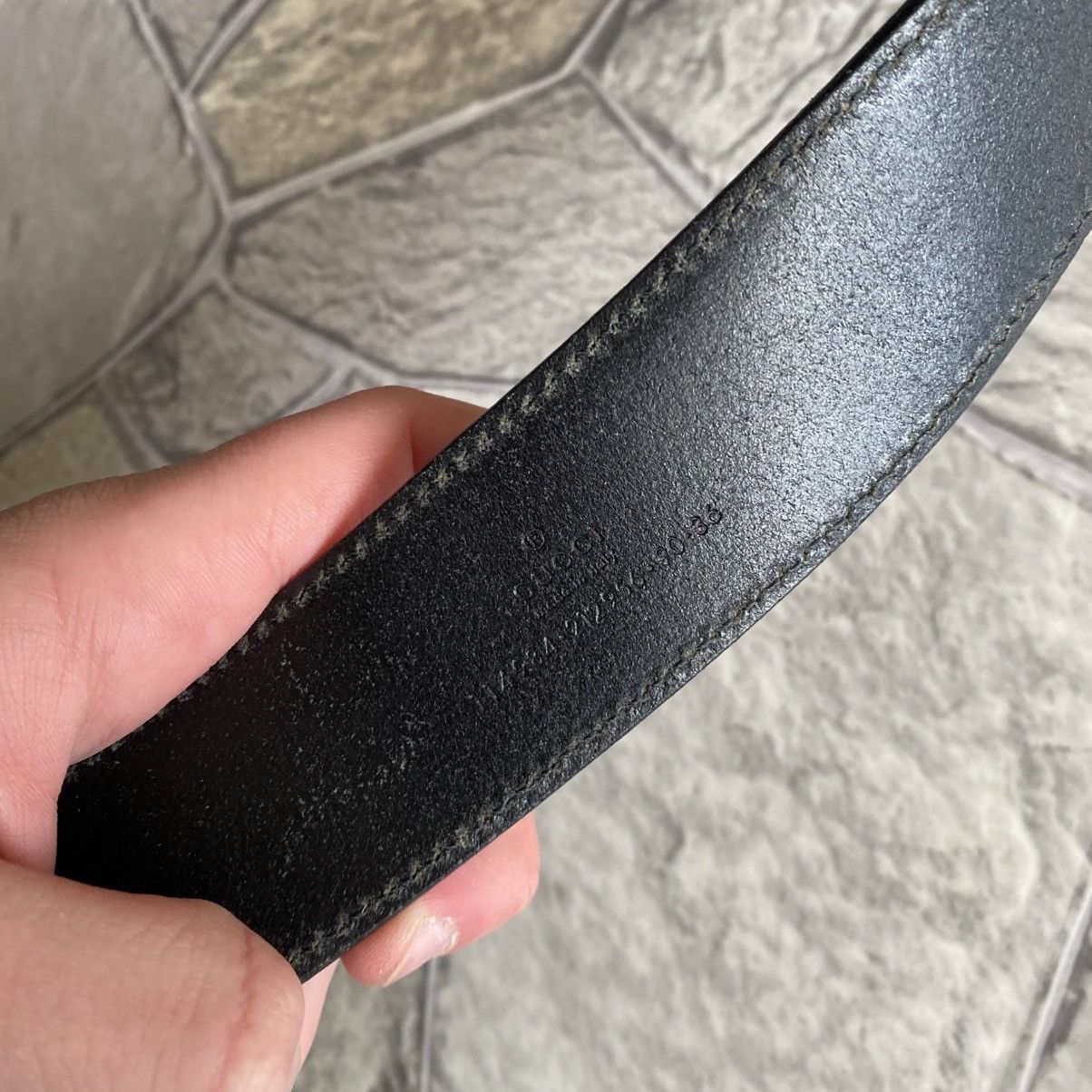 Gucci Vintage Gucci GG Leather Big Logo Belt Size ONE SIZE - 8 Thumbnail