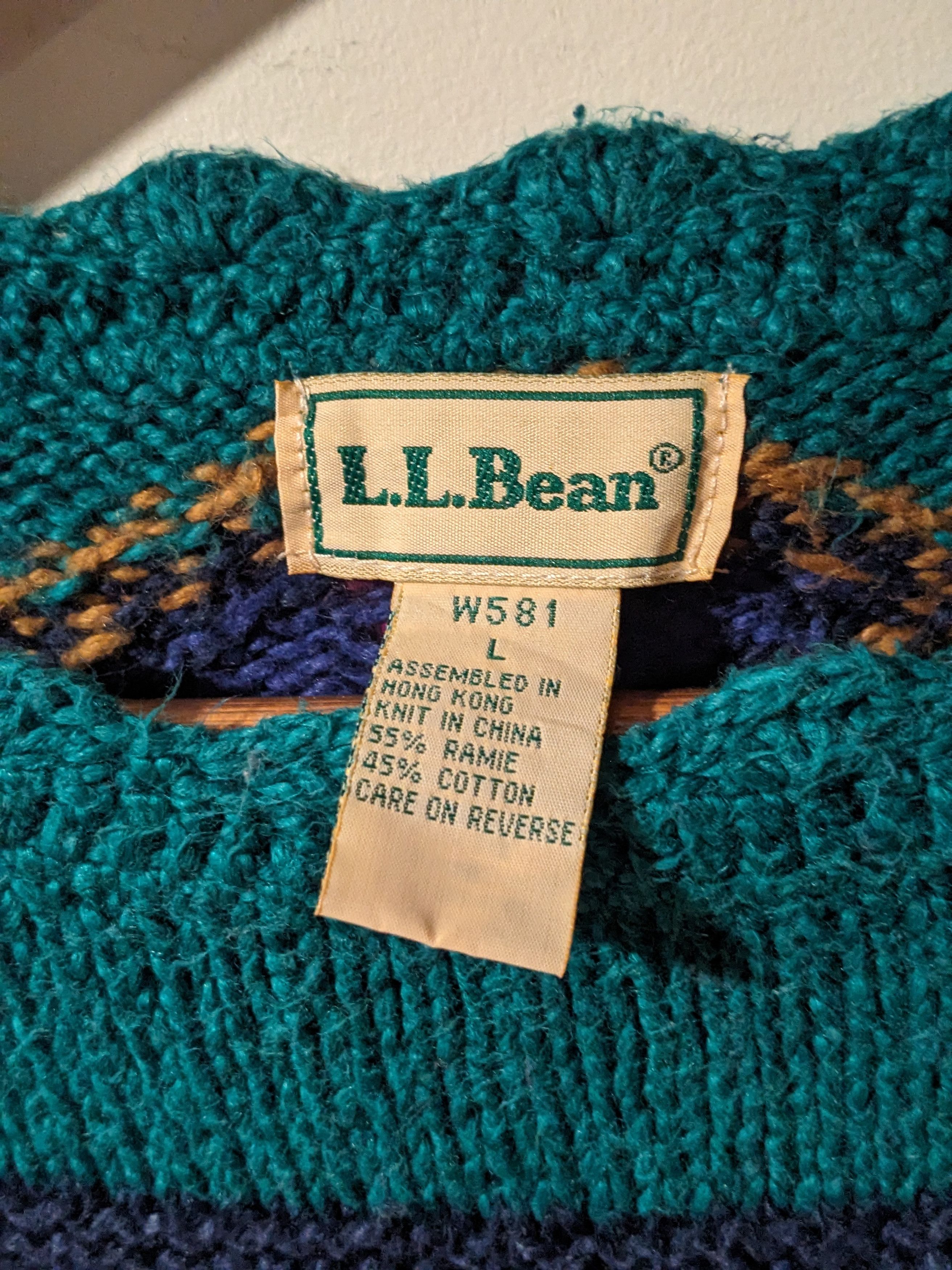 Other Vintage 90s L.L. Bean W581 Green Large Knitted Sweater Size US L / EU 52-54 / 3 - 2 Thumbnail